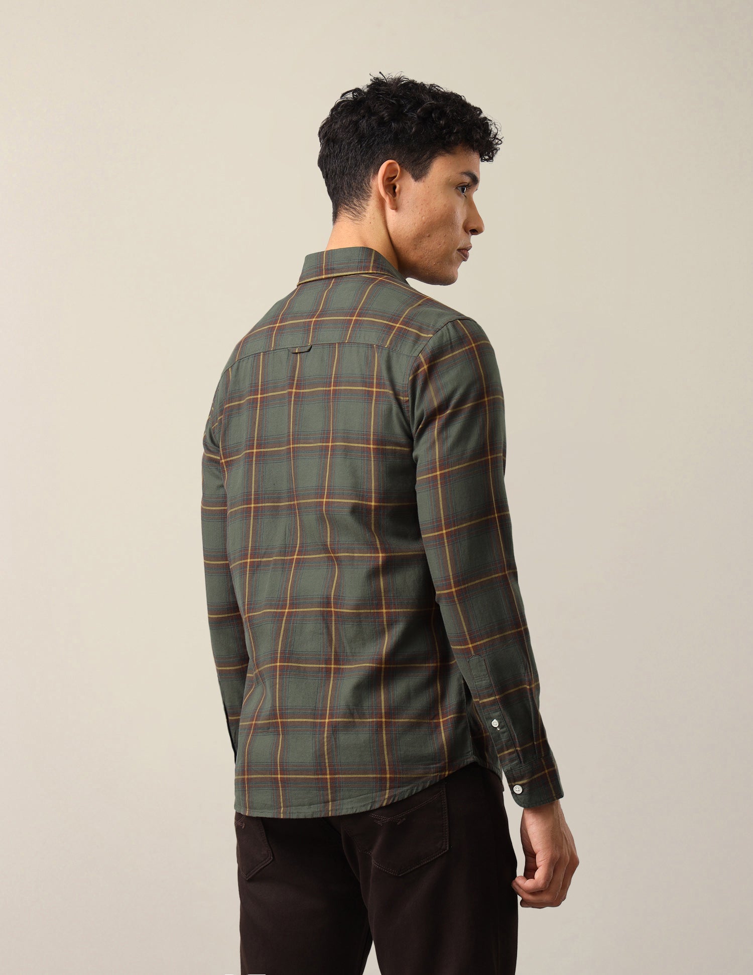 Twill Windowpane Checked Shirt Olive - U.S. Polo Assn. India | Large