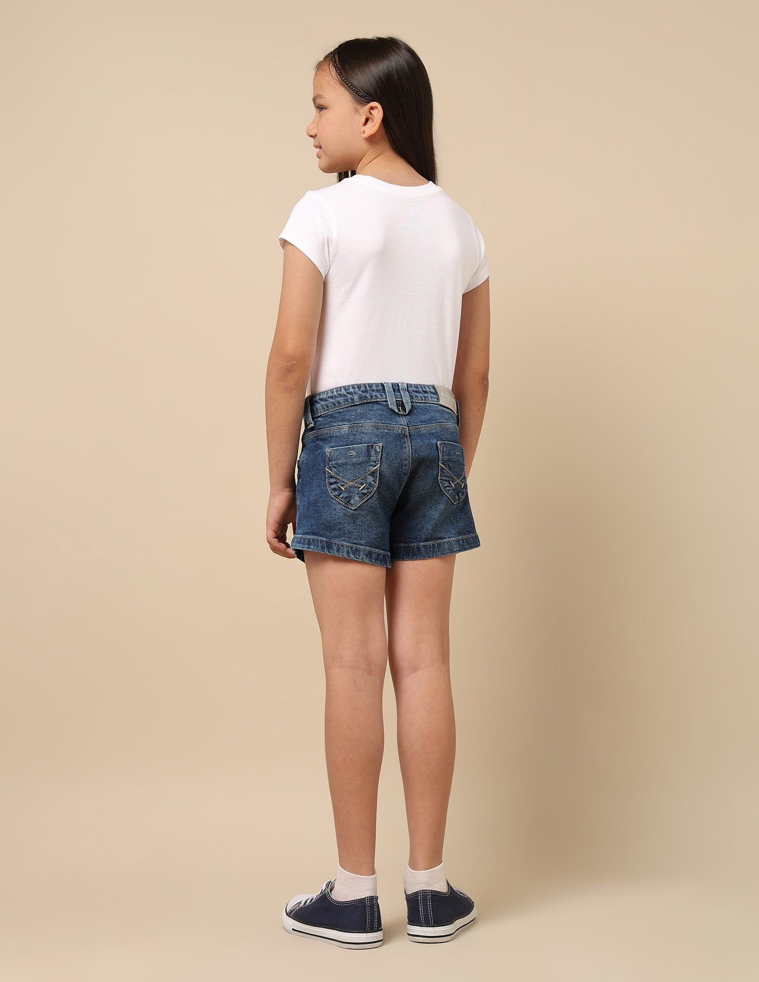 Girls Upturned Hem Denim Shorts Blue - U.S. POLO ASSN. | Large