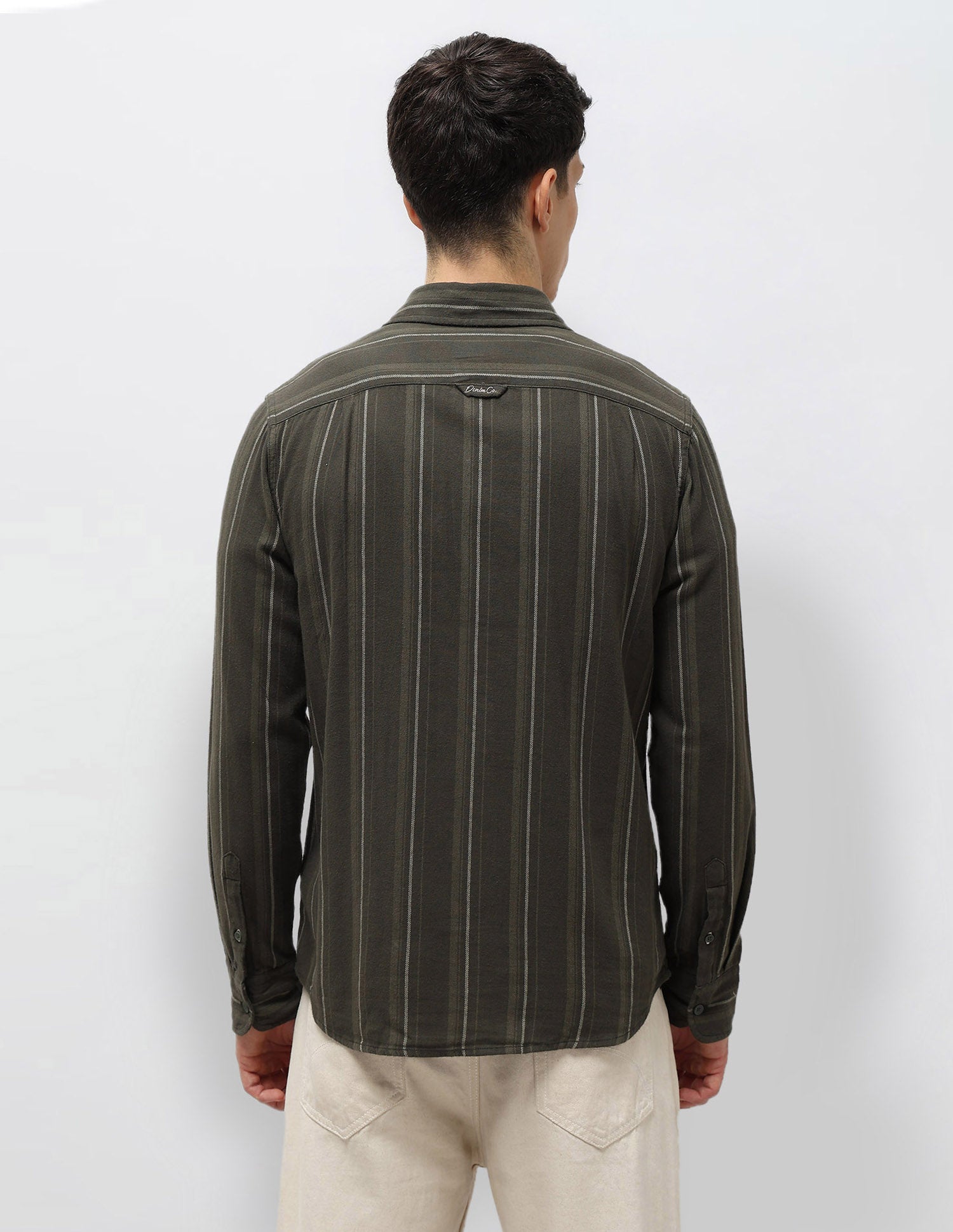 Vertical Striped Self Design Twill Shirt Olive - U.S. POLO ASSN. | Large