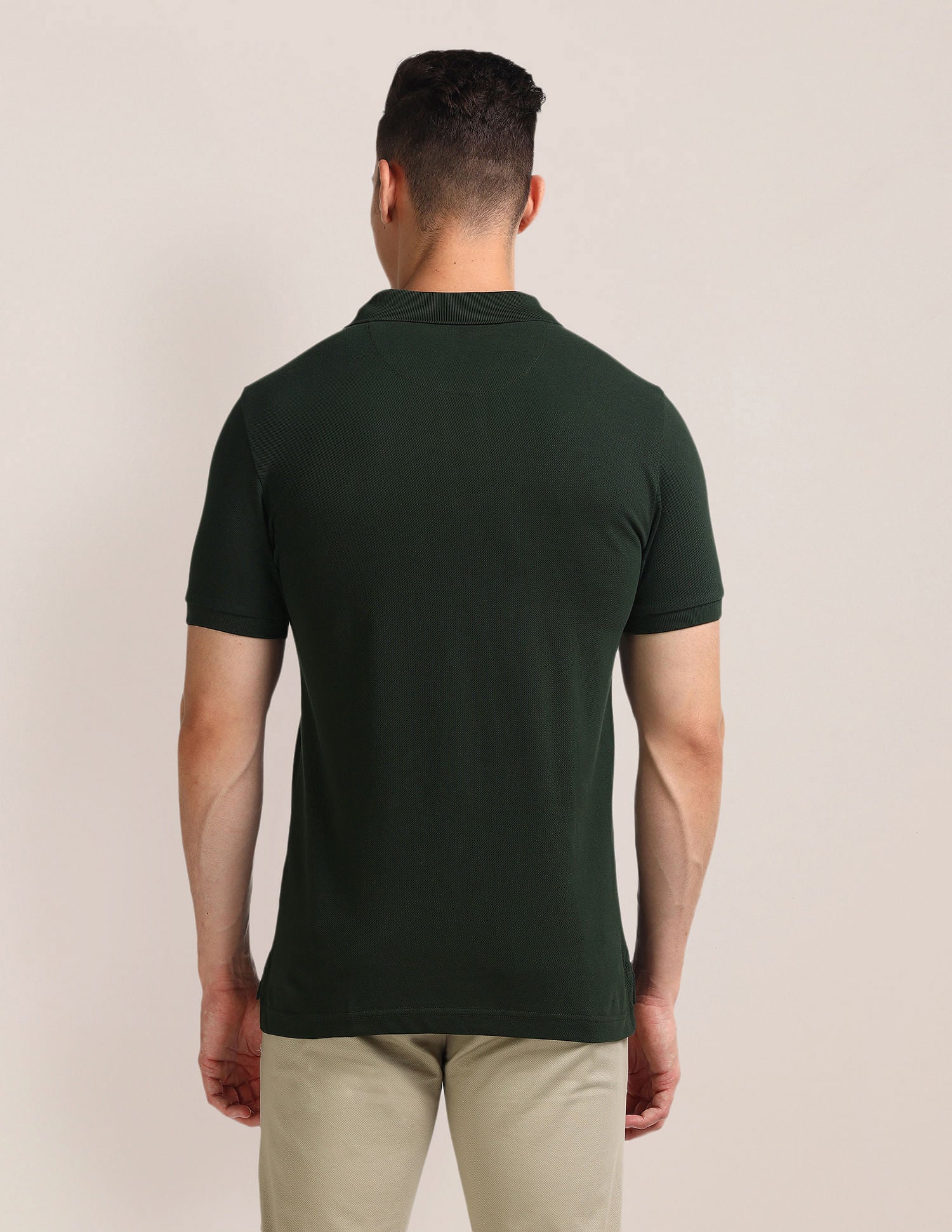 Solid Slim Fit Polo Shirt Olive - U.S. Polo Assn. India | Large