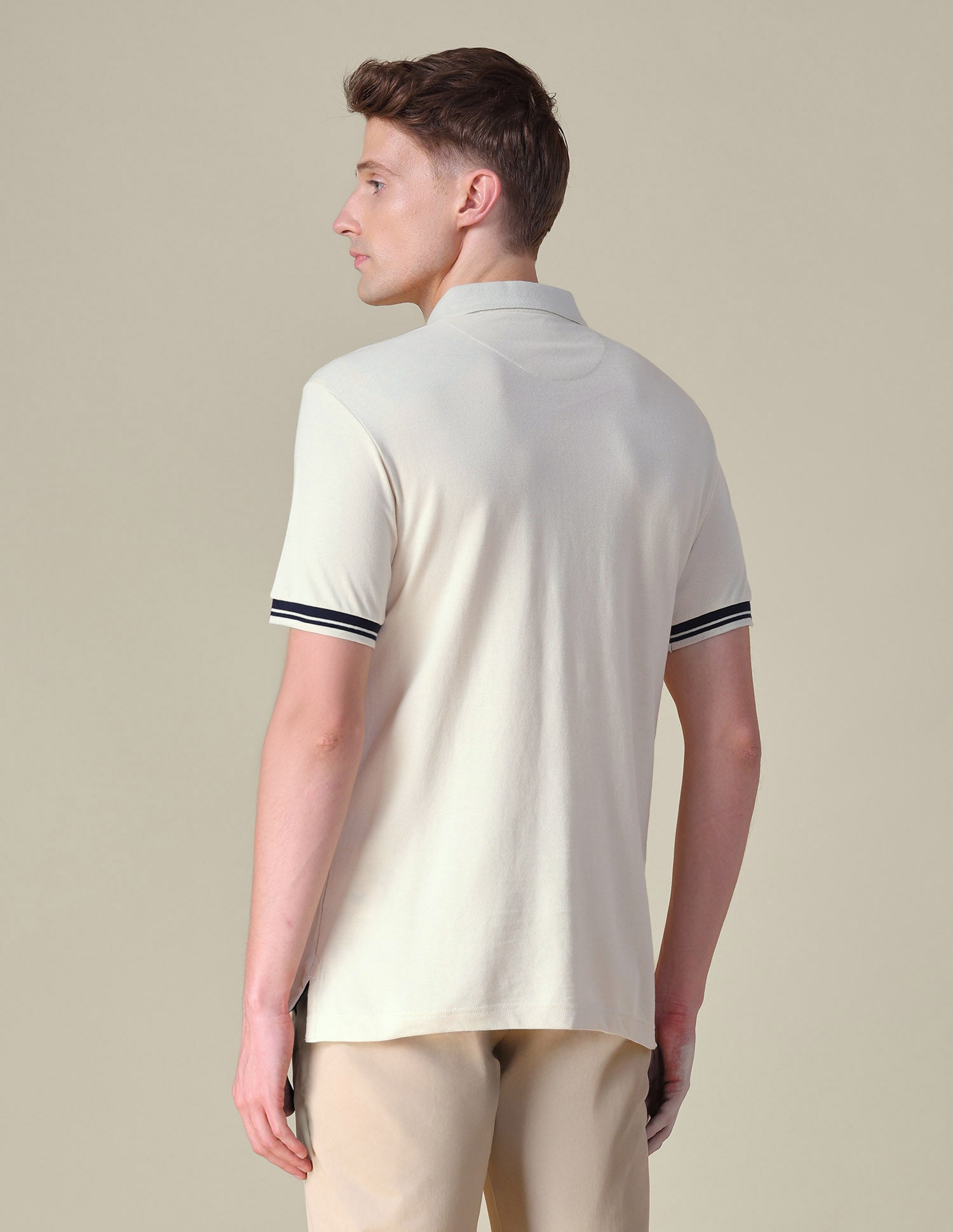 Solid Regular Fit Polo Shirt Beige - U.S. POLO ASSN. | Large