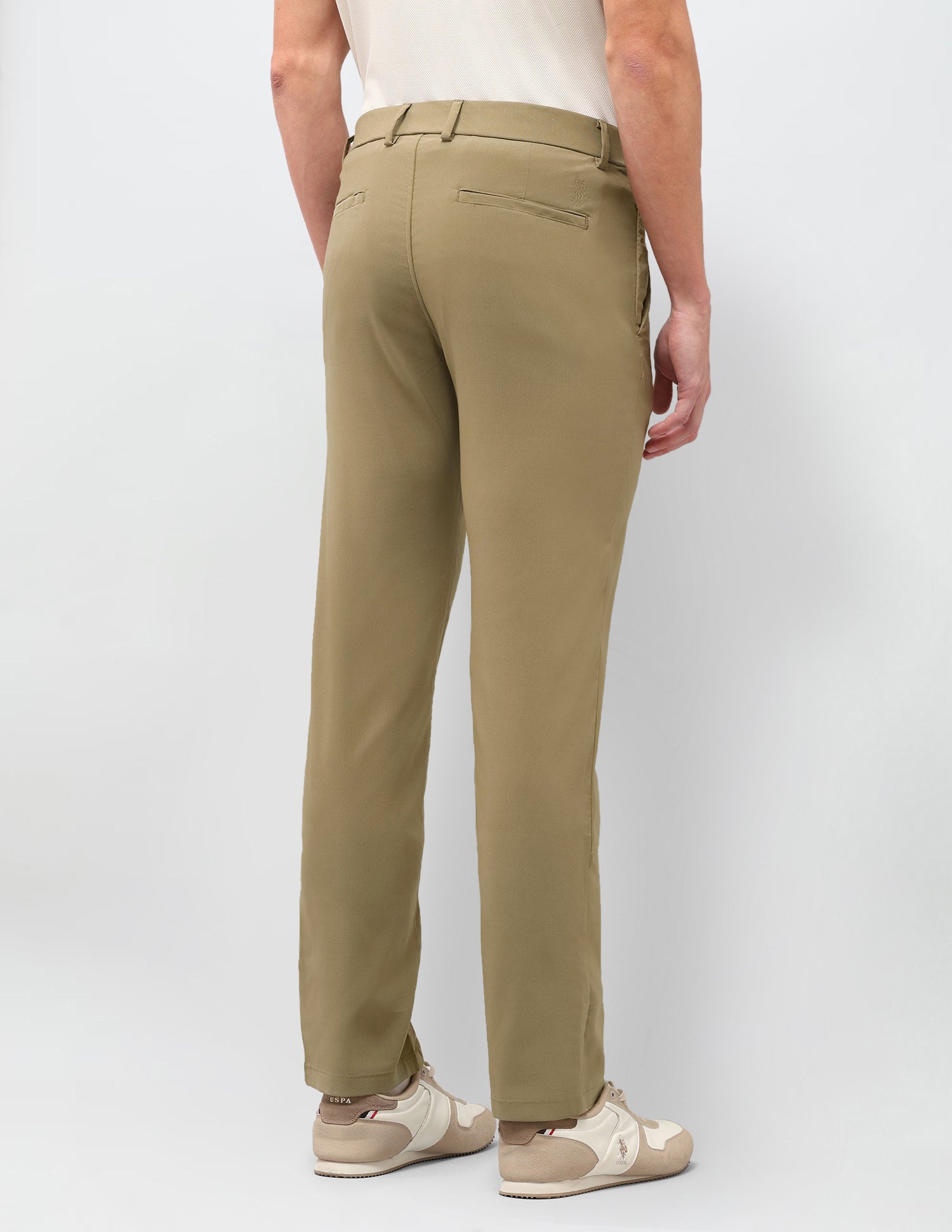 Satin Denver Slim Fit Trousers Khaki - U.S. Polo Assn. India | Large