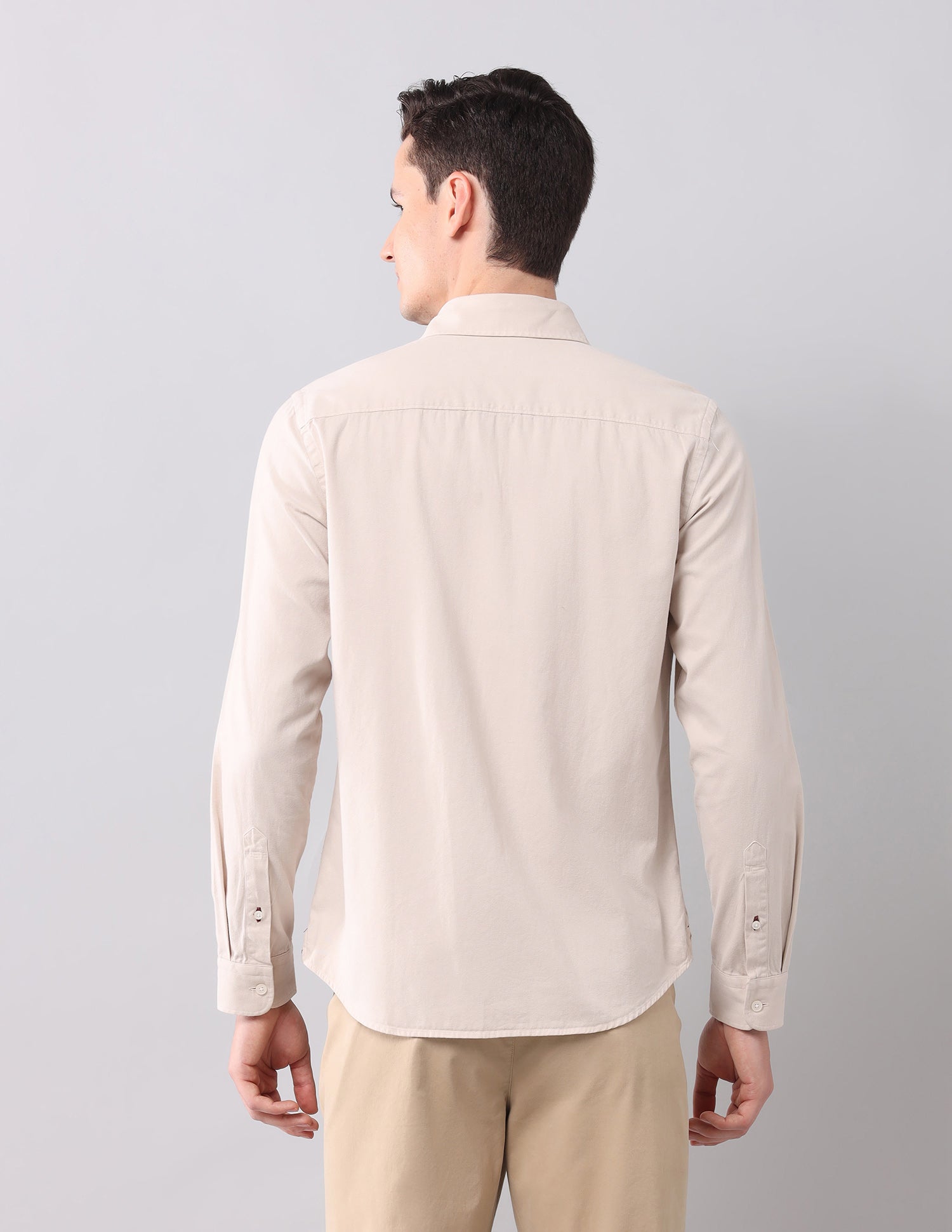 Solid Slim Fit Shirt Beige - U.S. POLO ASSN. | Large