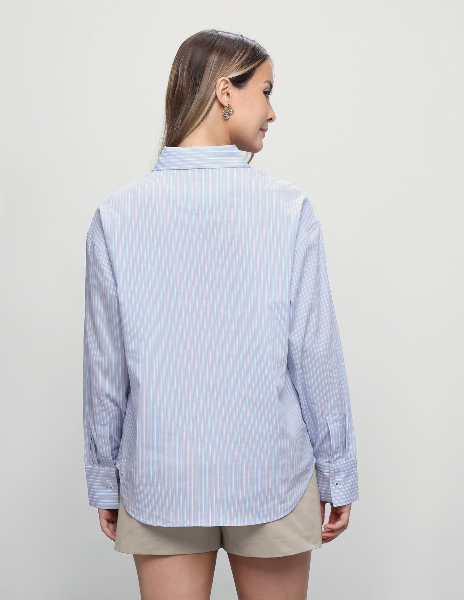 Vertical Striped Boyfriend Fit Shirt Purple - U.S. Polo Assn. India | Large