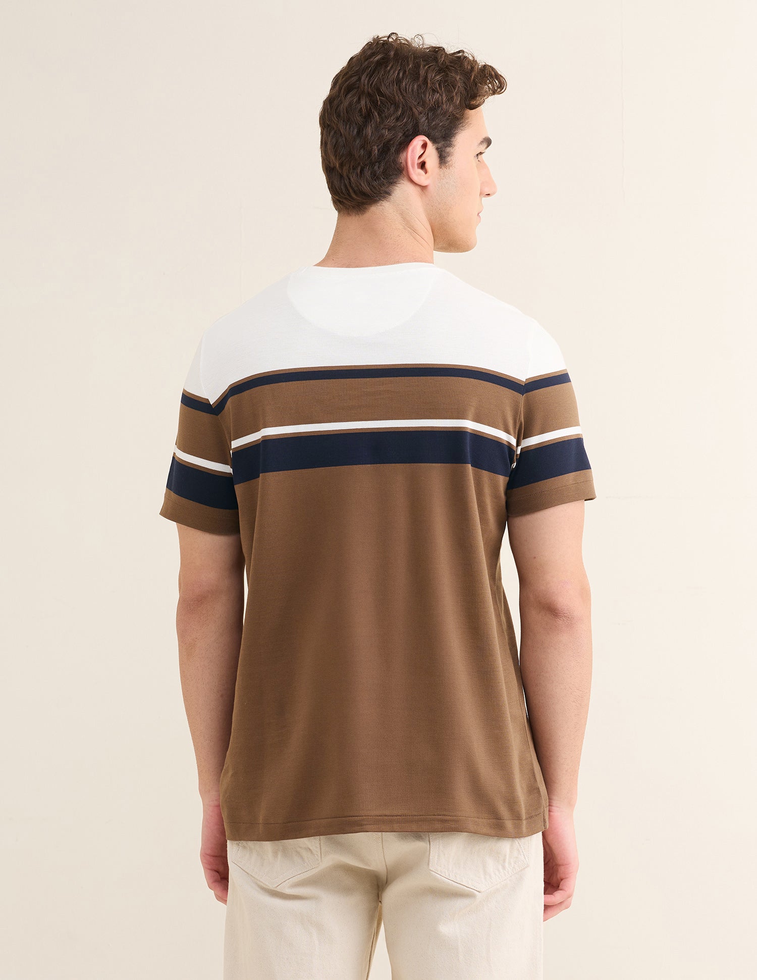 Horizontal Striped Slim Fit T-Shirt Brown - U.S. Polo Assn. India | Large