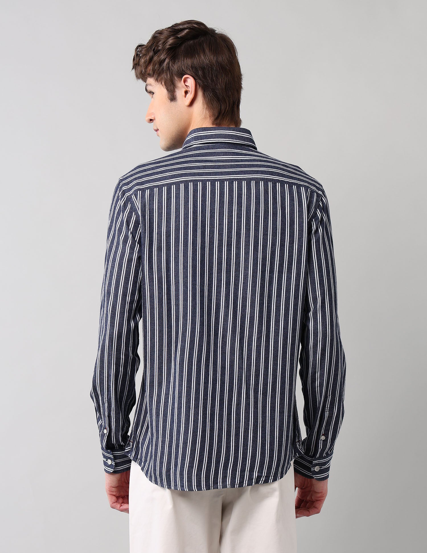 Vertical Striped Pure Cotton Shirt Indigo - U.S. Polo Assn. India | Large