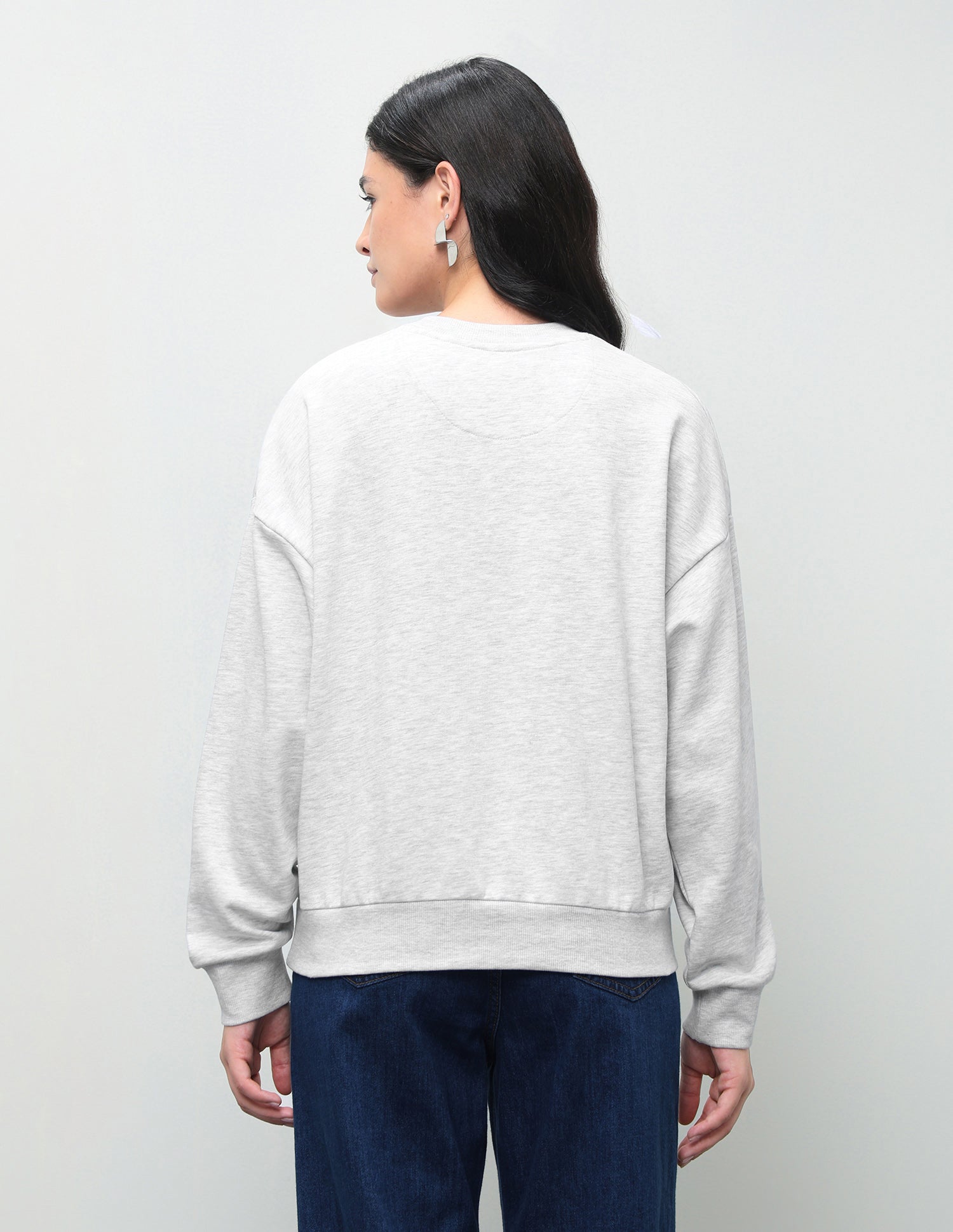 Brand Embroidered Oversized Fit Sweatshirt Grey - U.S. Polo Assn. India | Large