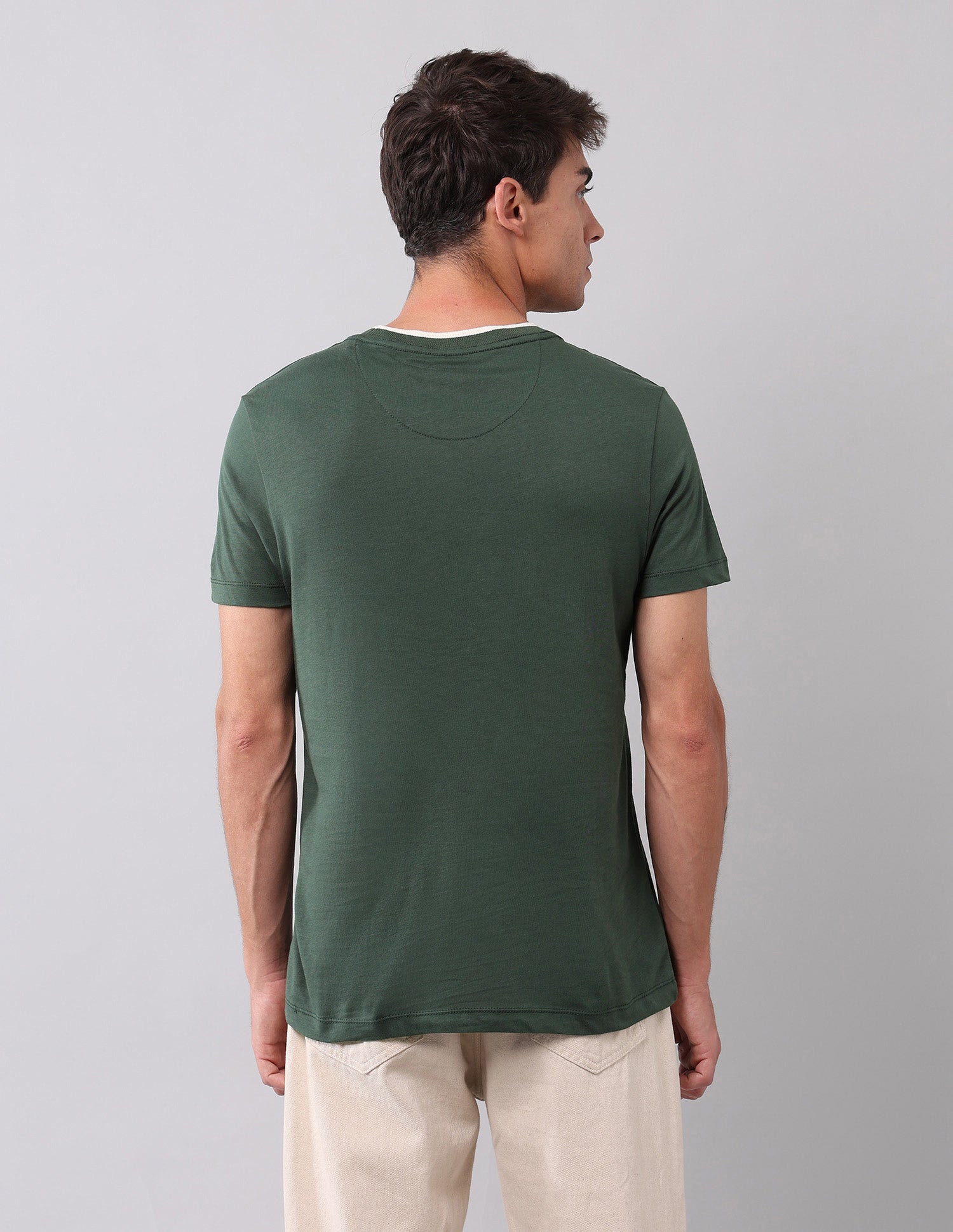 Muscle Fit Brand Embroidered T-Shirt Olive - U.S. Polo Assn. India | Large