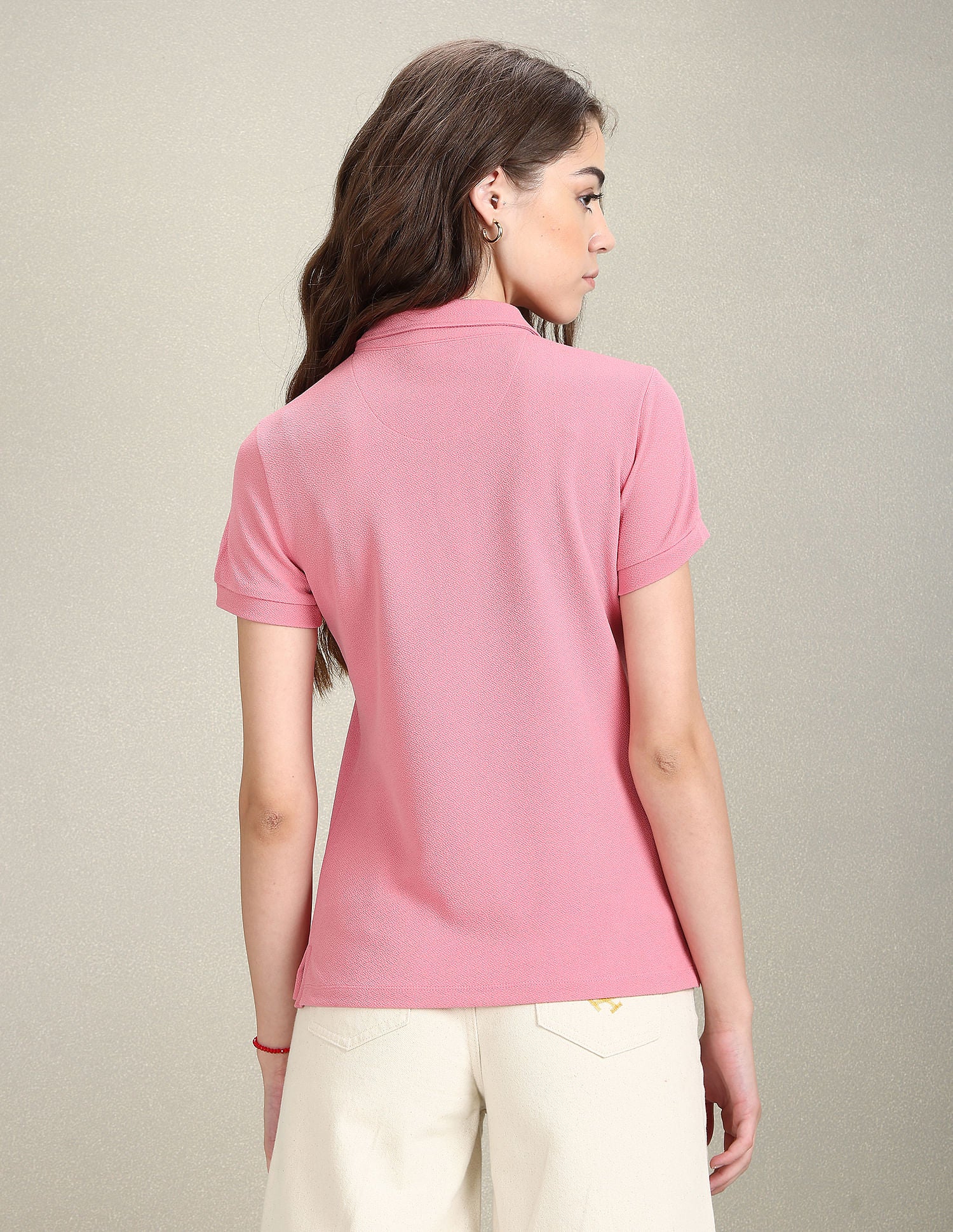 Textured Slim Polo Shirt Pink - U.S. POLO ASSN. | Large