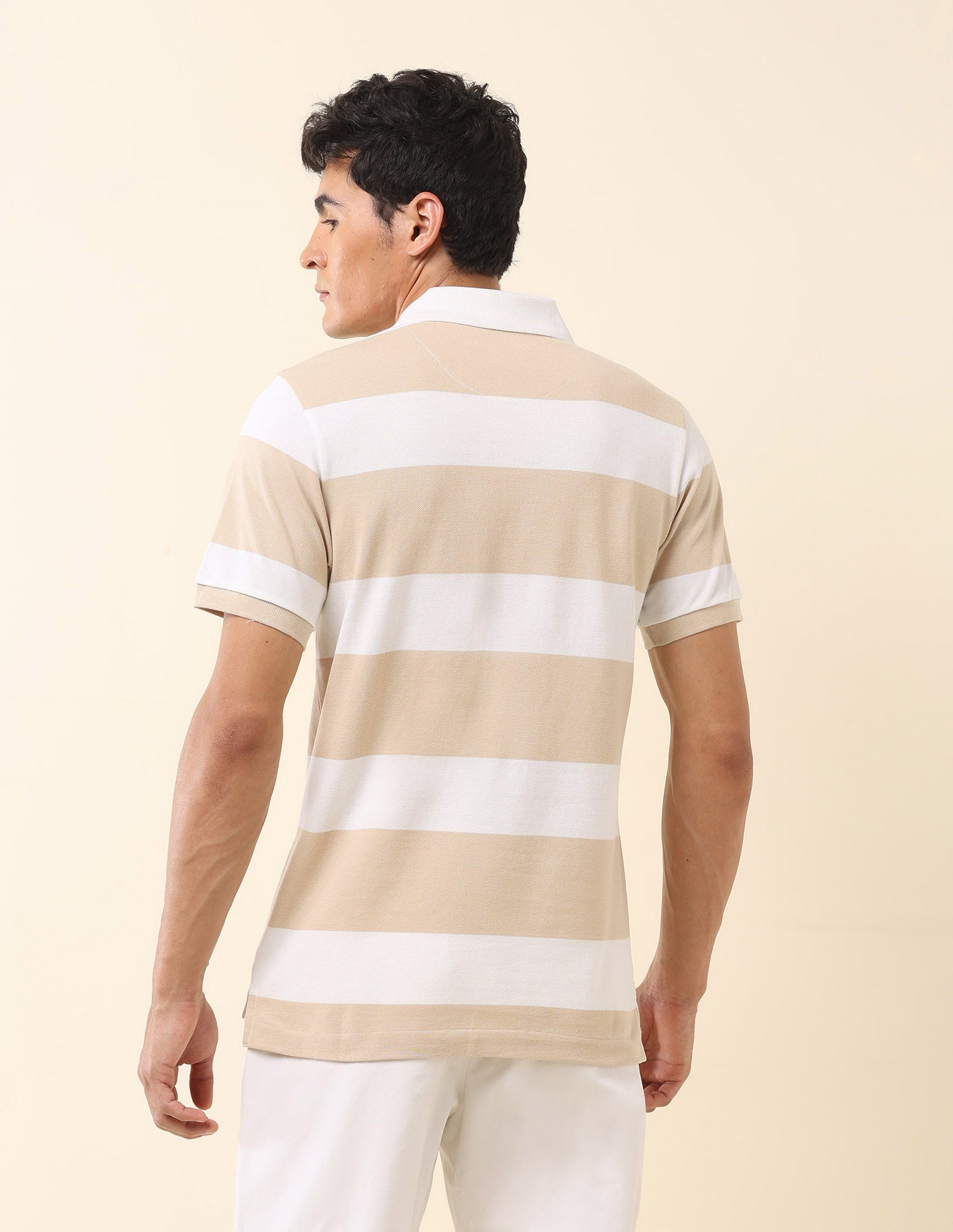 Horizontal Striped Classic Polo Shirt Beige - U.S. POLO ASSN. | Large