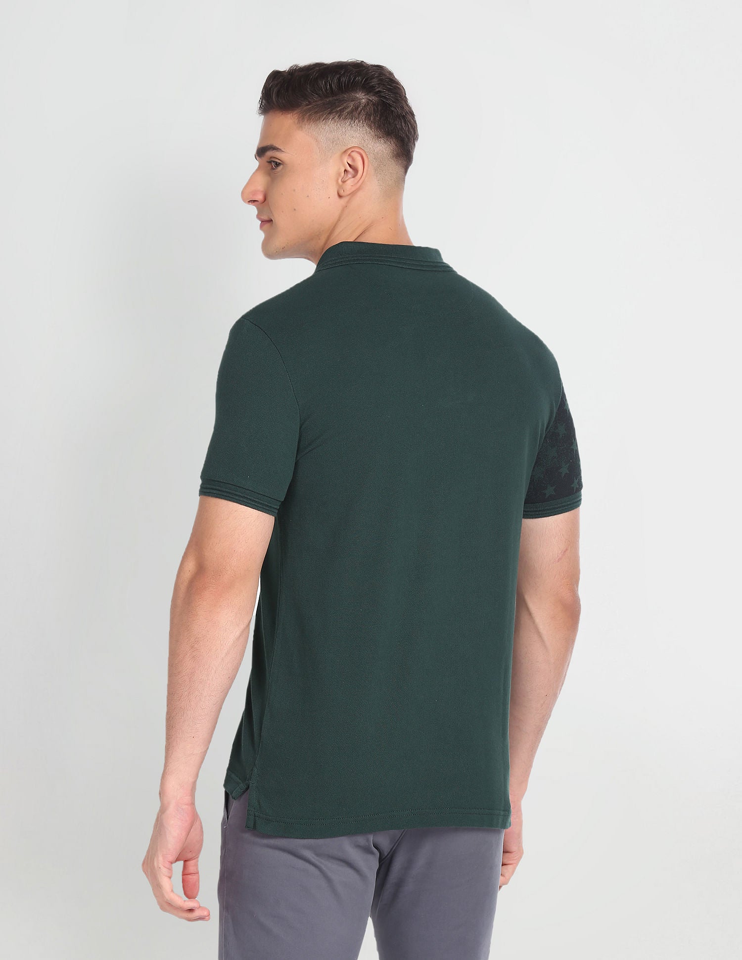 Graphic Print Cotton Polo Shirt Dark Green - U.S. Polo Assn. India | Large