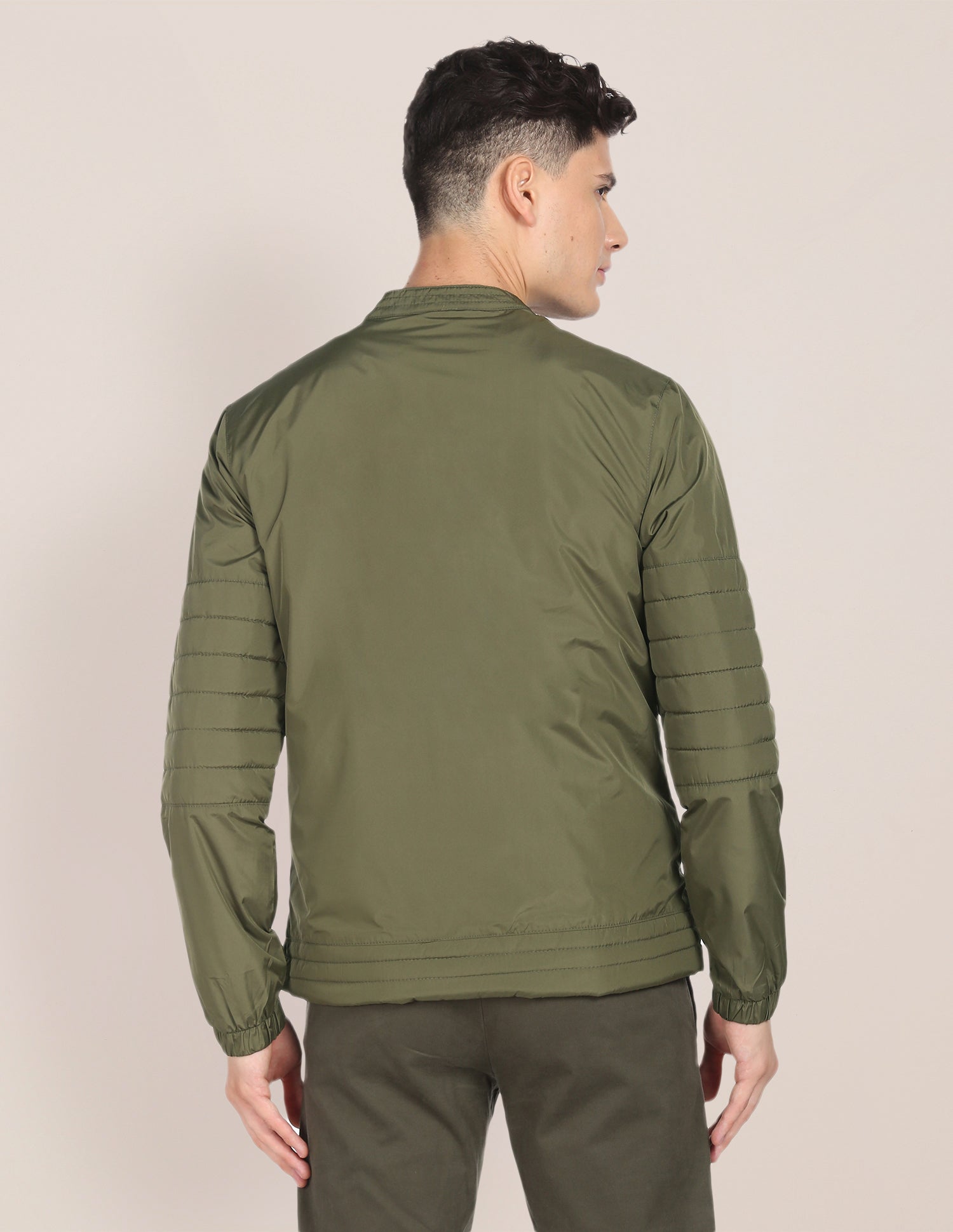 Stand Collar Windcheater Jacket Olive - U.S. Polo Assn. India | Large
