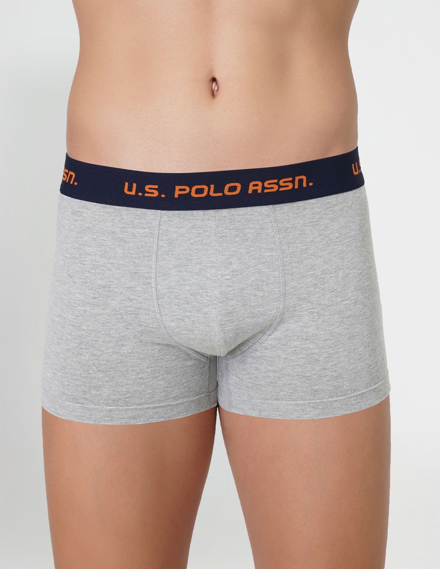 Brushed Elastic Cotton Stretch IYAK Trunks - Pack Of 2 Orange and Grey - U.S. POLO ASSN. | Large
