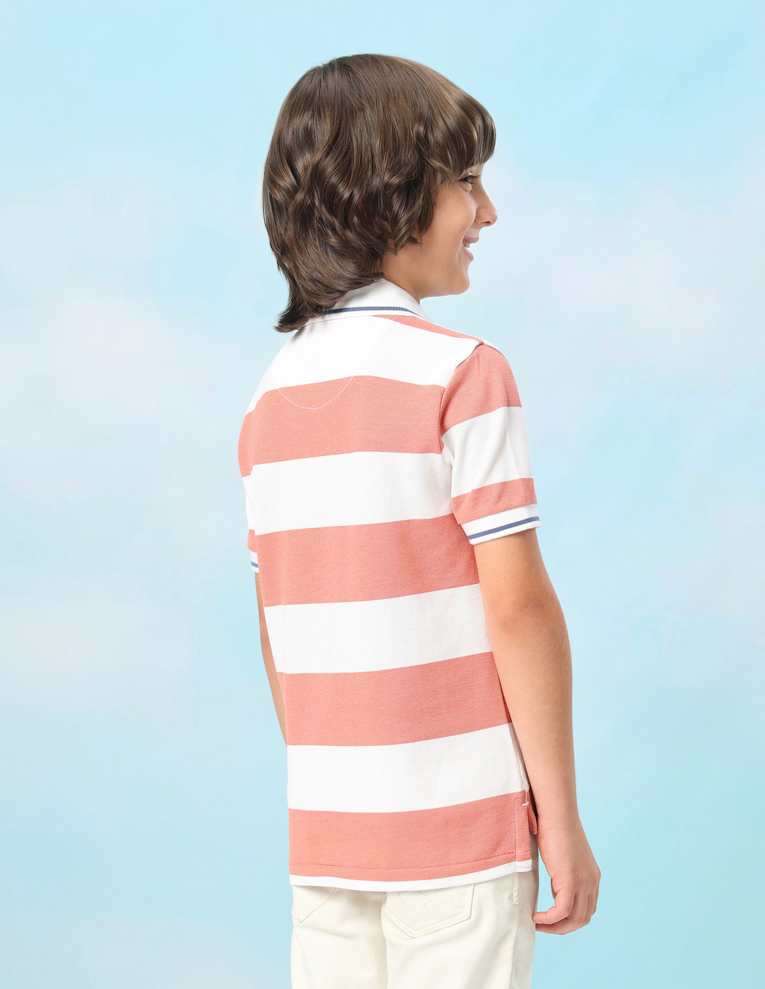 Horizontal Striped Regular Fit Polo Shirt Orange - U.S. Polo Assn. India | Large