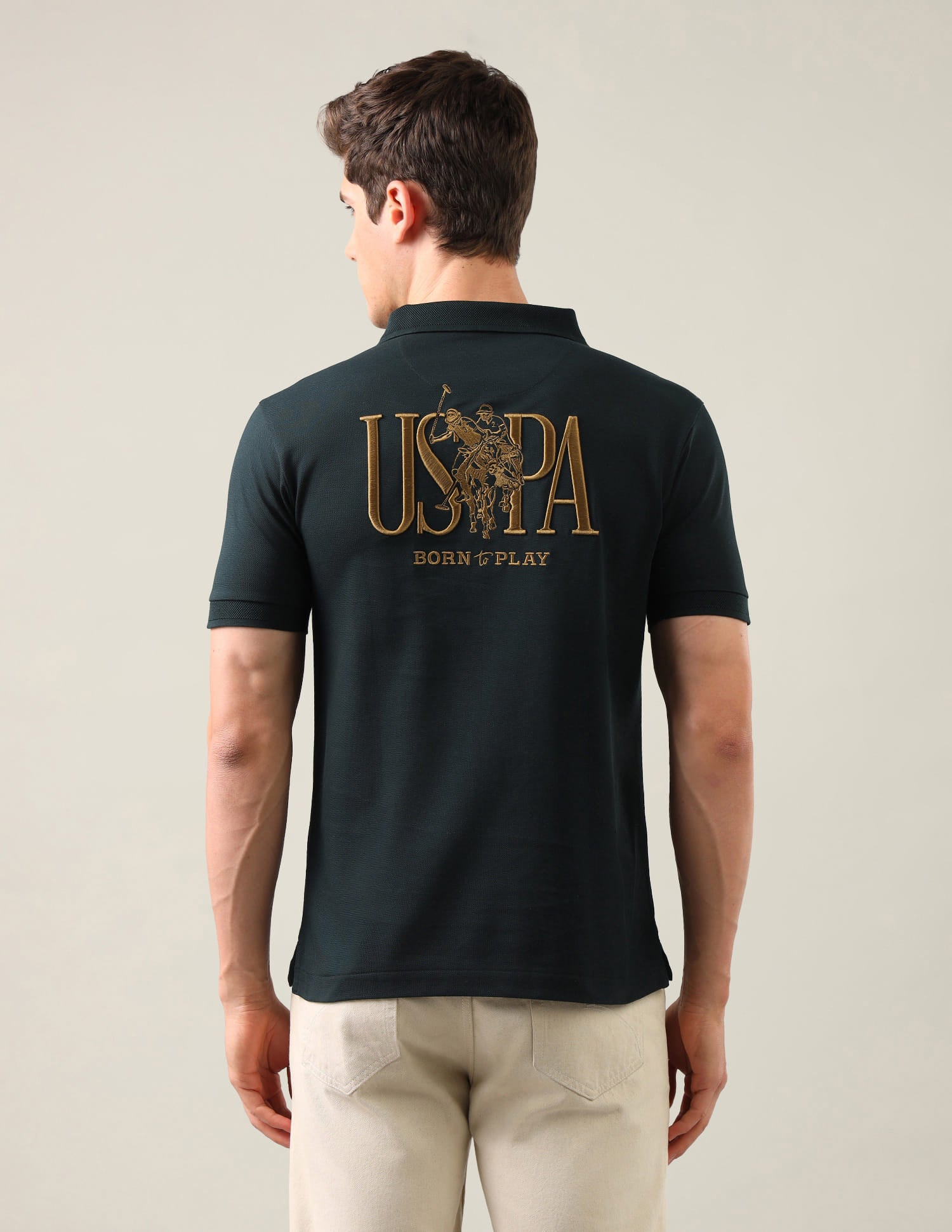 Brand Embroidered Slim Fit Polo Shirt Green - U.S. Polo Assn. India | Large