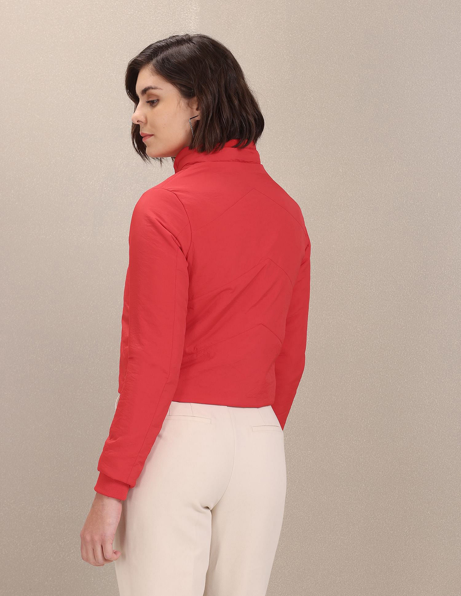 Detachable Hood Solid Cropped Jacket Red - U.S. POLO ASSN. | Large