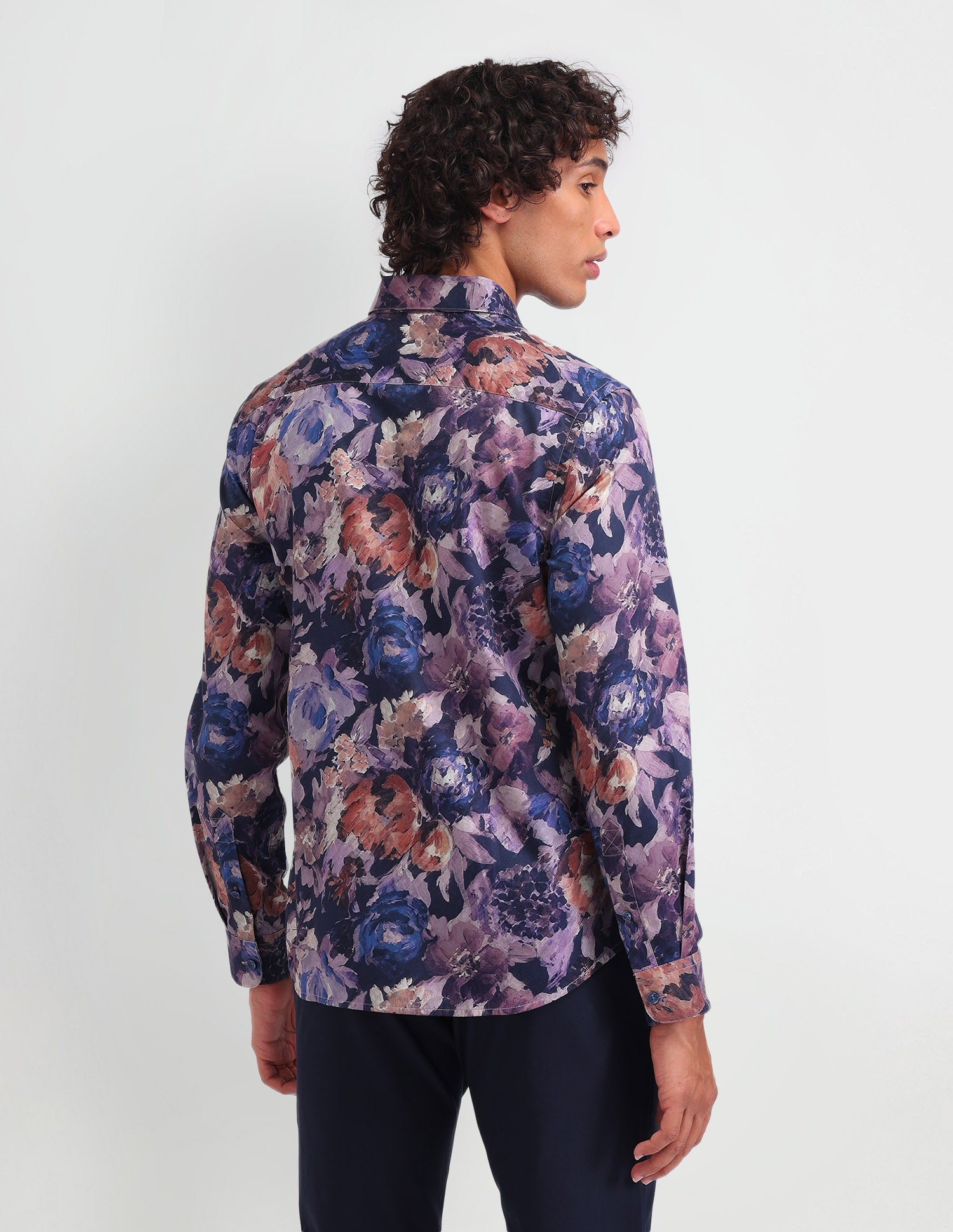 Floral Pattern Satin Shirt Purple - U.S. Polo Assn. India | Large