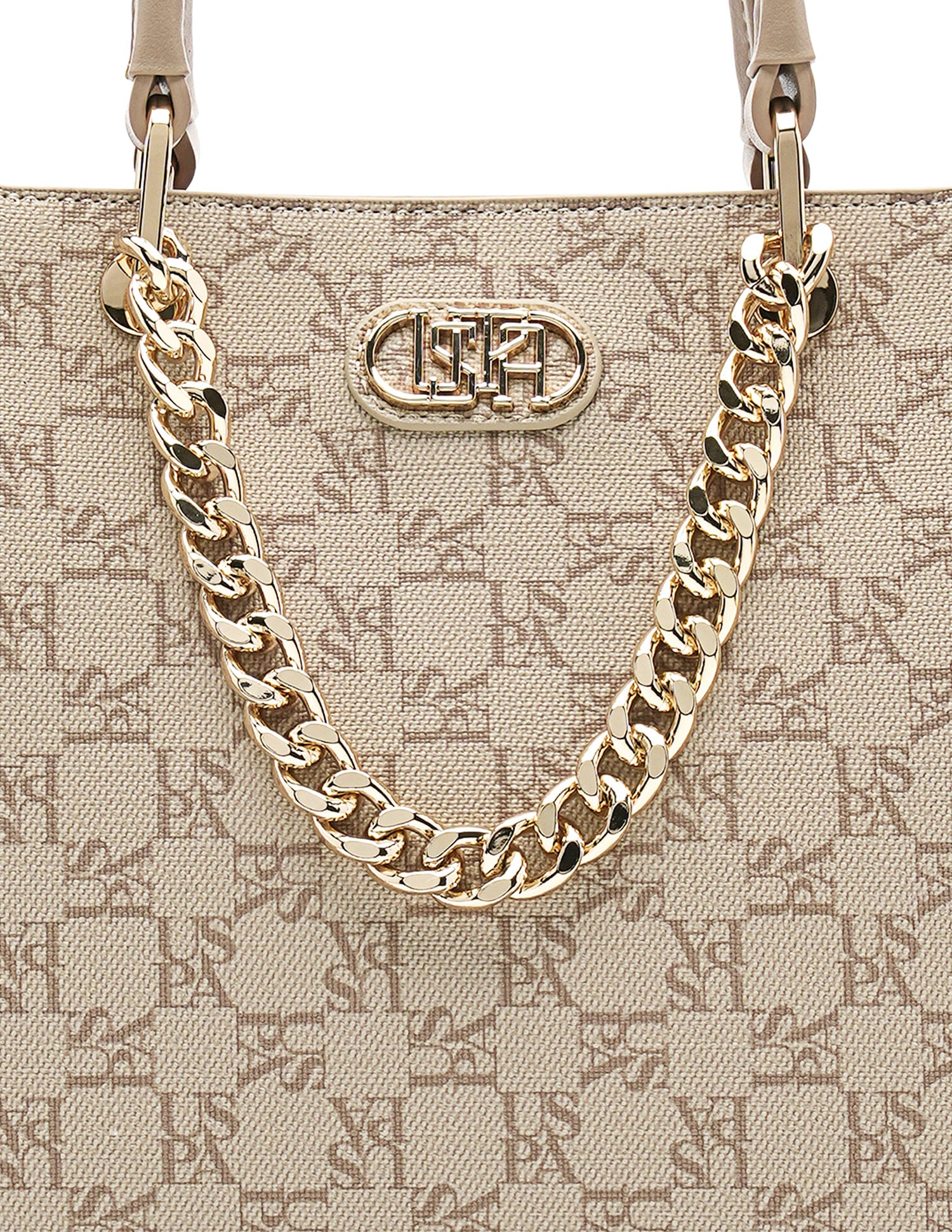 Zoe Monogram Satchel Bag Beige - U.S. POLO ASSN. | Large