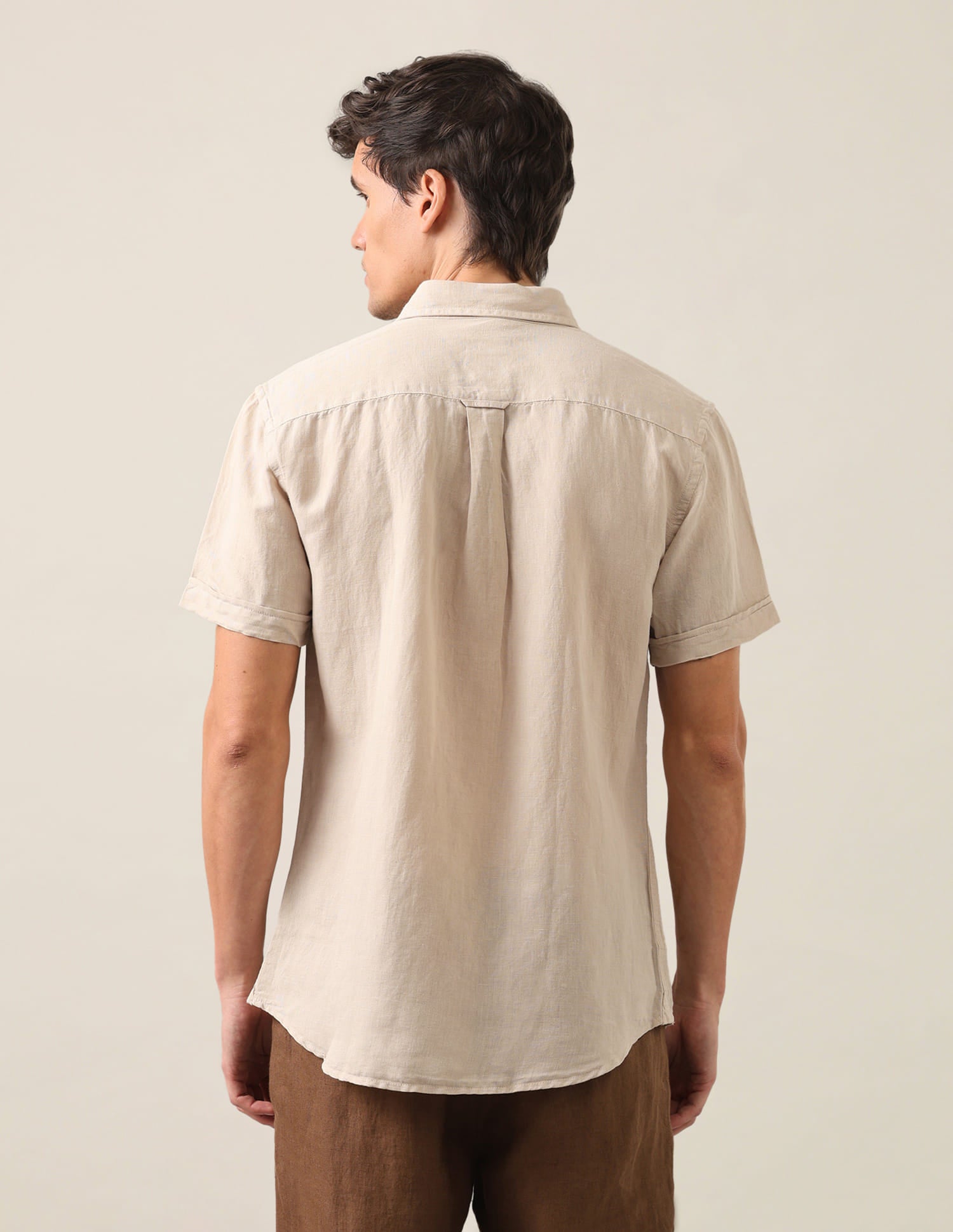 Solid Regular Fit Shirt Beige - U.S. Polo Assn. India | Large