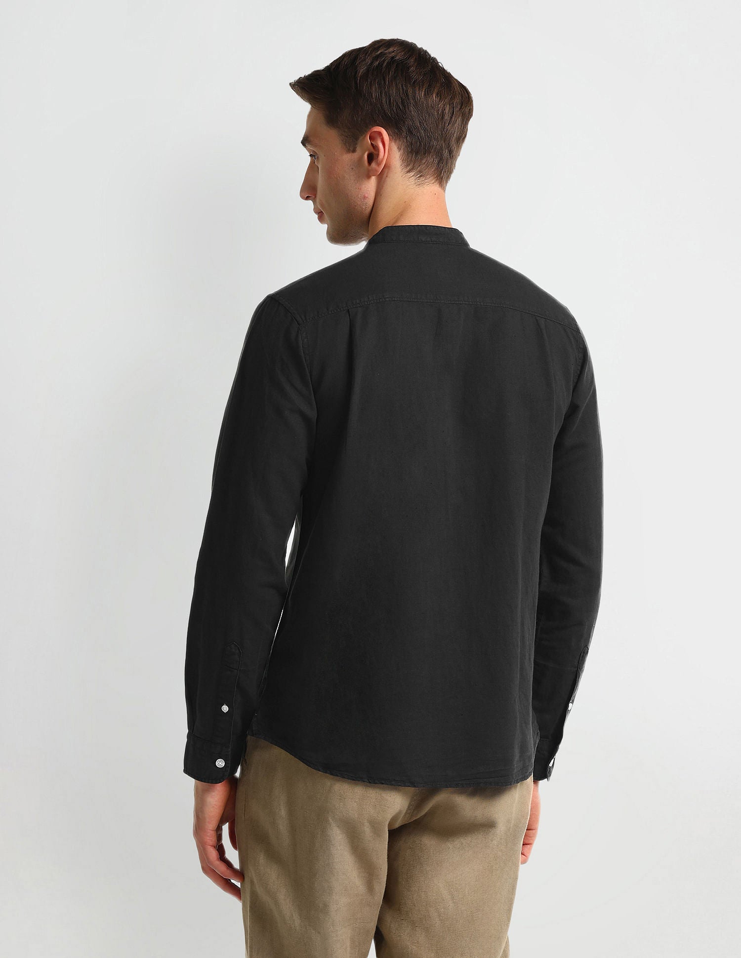 Slim Fit Solid Shirt Black - U.S. Polo Assn. India | Large