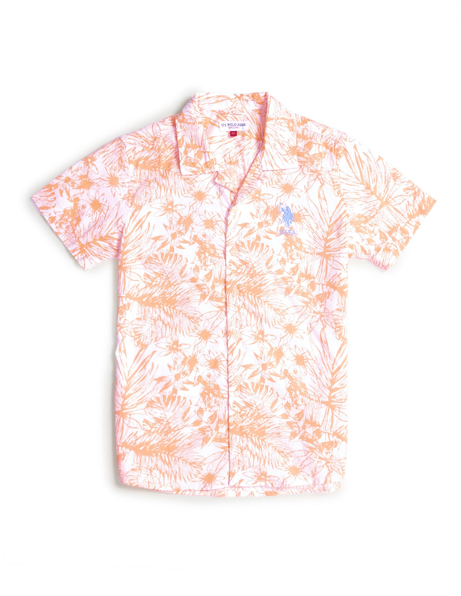 Boys Tropical Print Shirt Orange - U.S. Polo Assn. India | Large