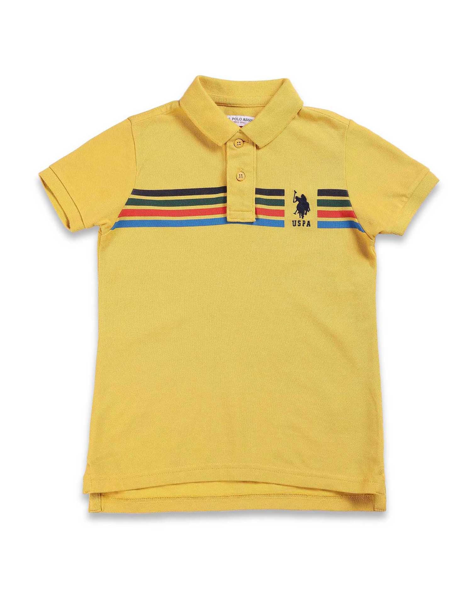Boys Horizontal Stripe Polo Shirt Yellow - U.S. POLO ASSN. | Large