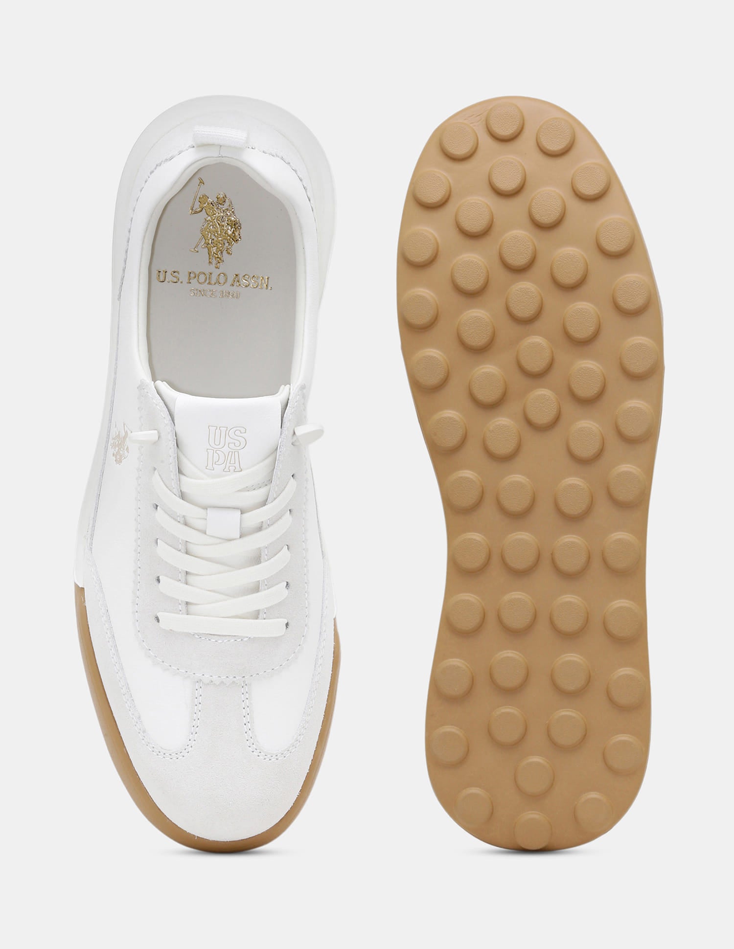 Round Toe Lace Ups Cedric Sneakers White - U.S. Polo Assn. India | Large