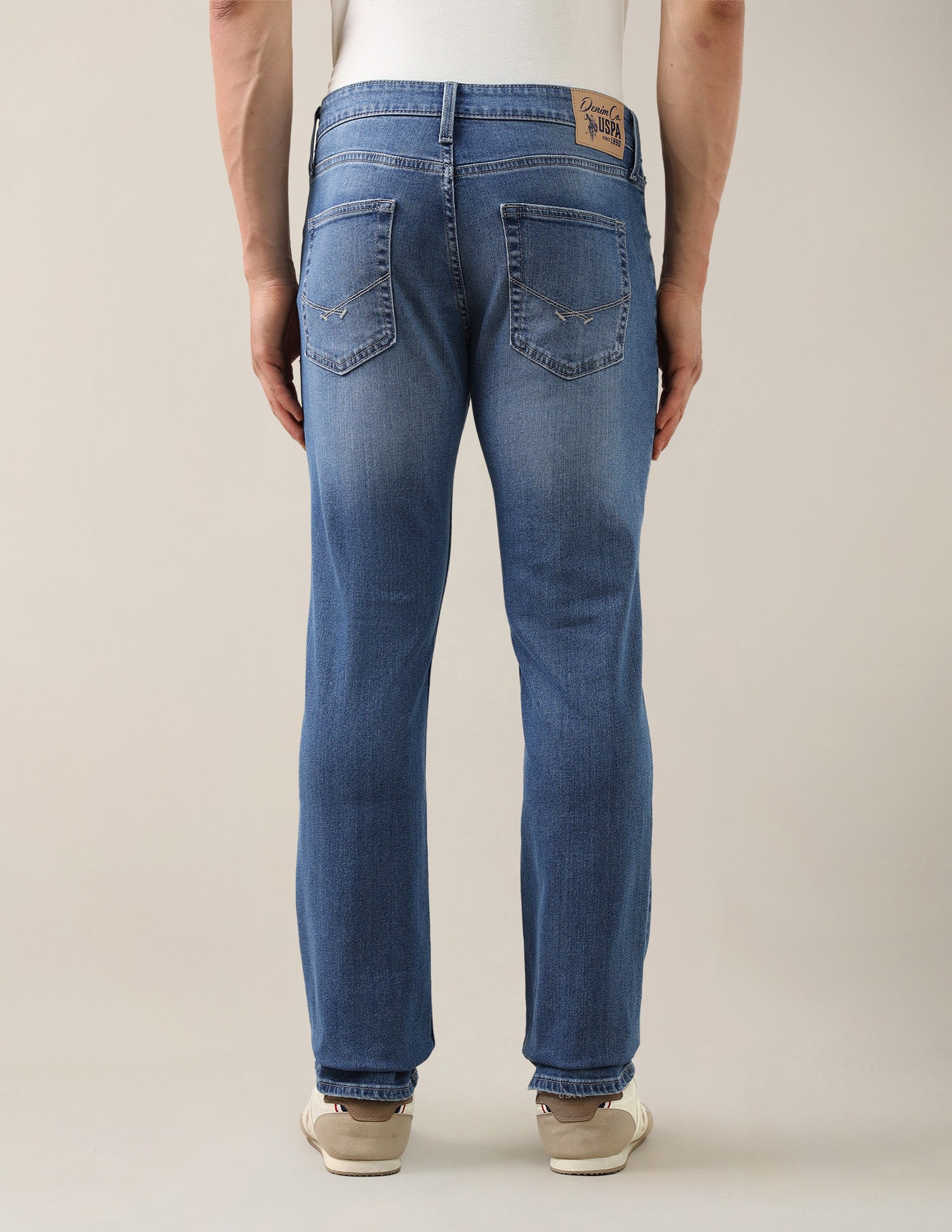 Harold Slim Straight Fit Blue Jeans Mid Blue - U.S. Polo Assn. India | Large