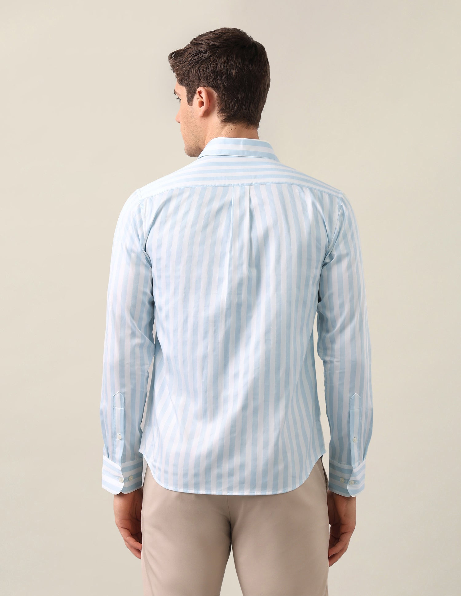 Vertical Striped Satin Shirt Light Blue - U.S. Polo Assn. India | Large