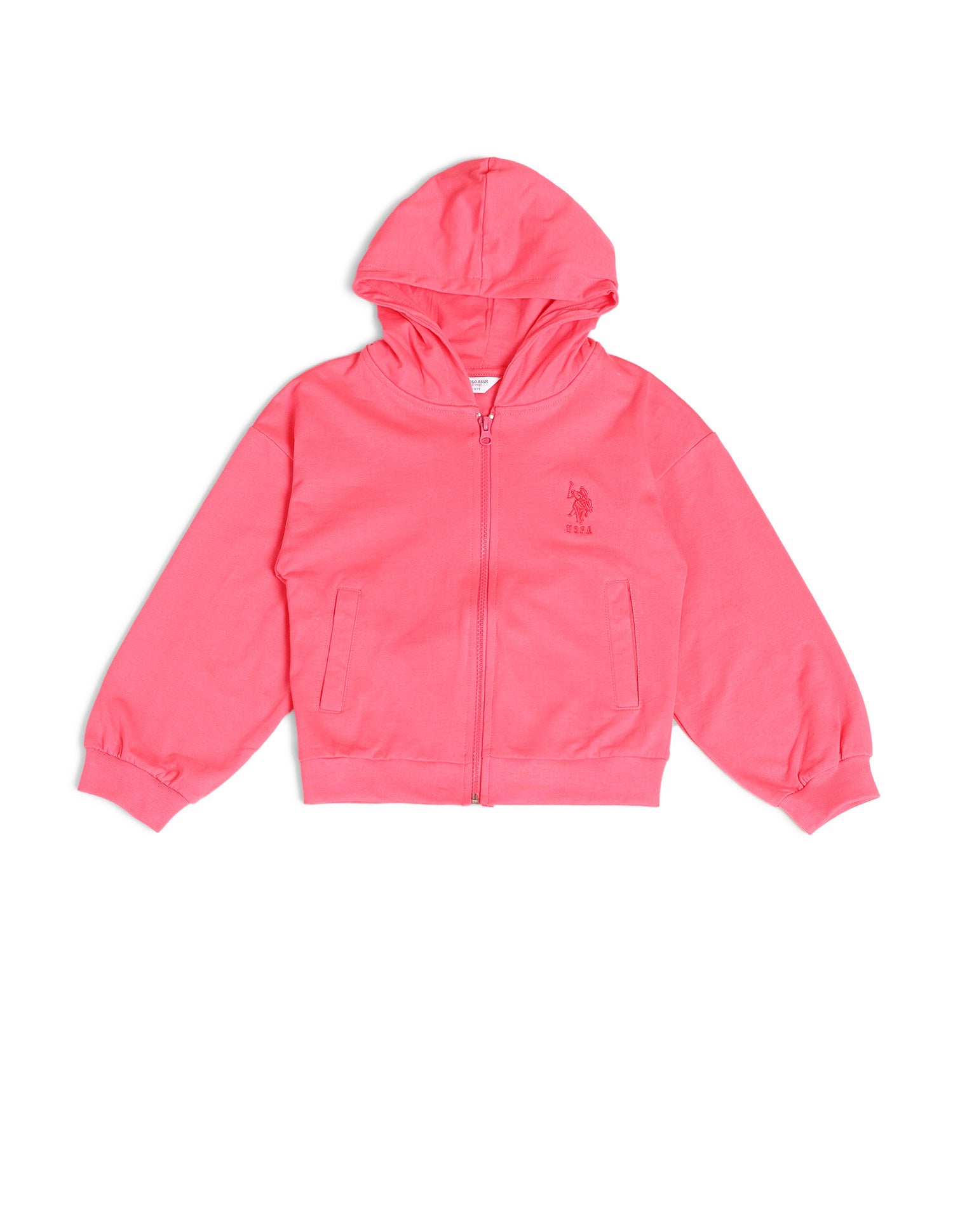 Girls Solid Regular Fit Sweatshirt Pink - U.S. POLO ASSN. | Large