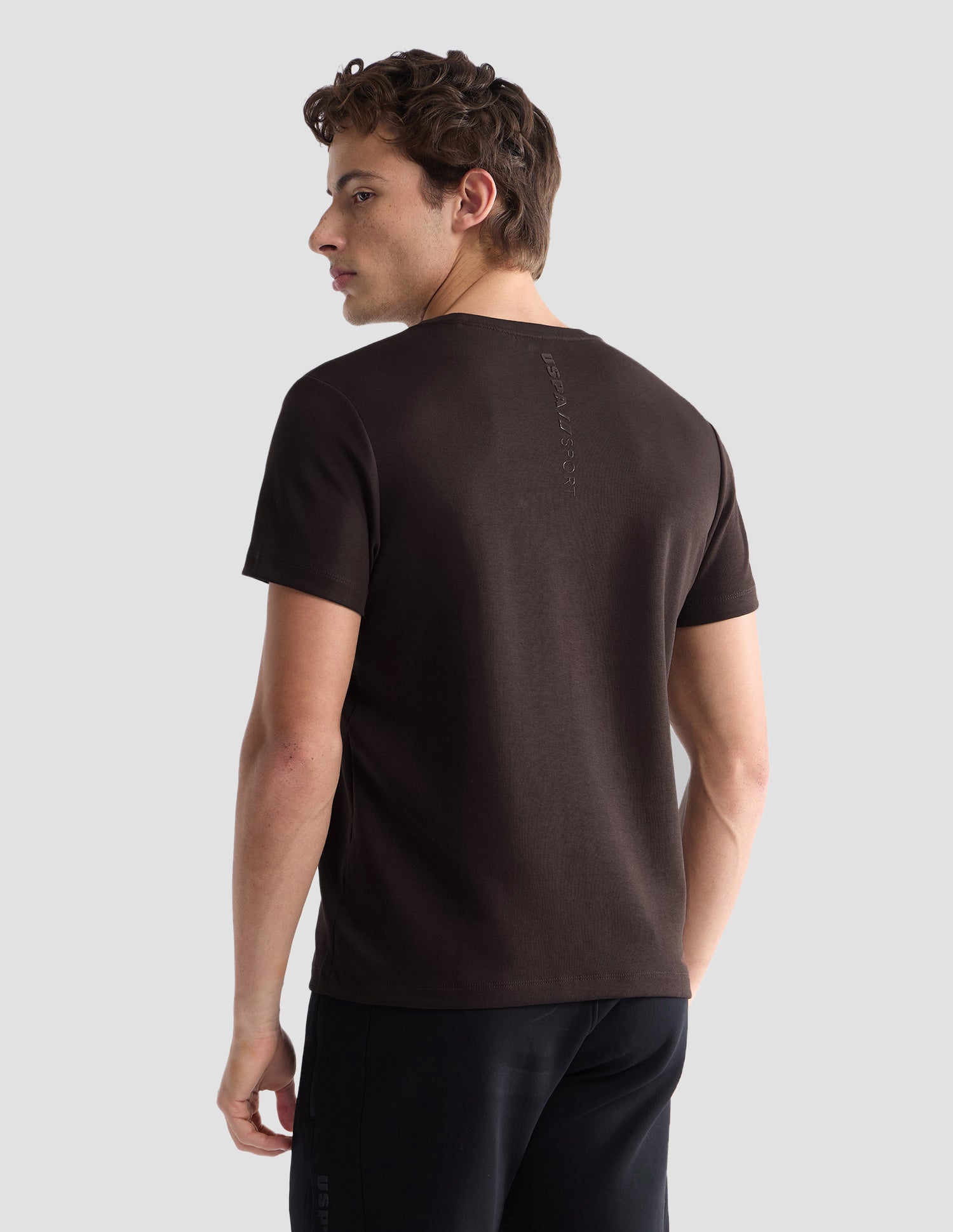 Solid Slim Fit Active T-Shirt Dark Brown - U.S. Polo Assn. India | Large