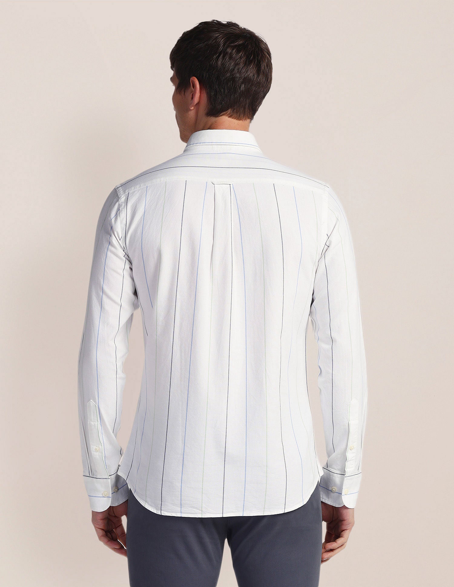 Vertical Stripe Cotton Shirt White - U.S. POLO ASSN. | Large