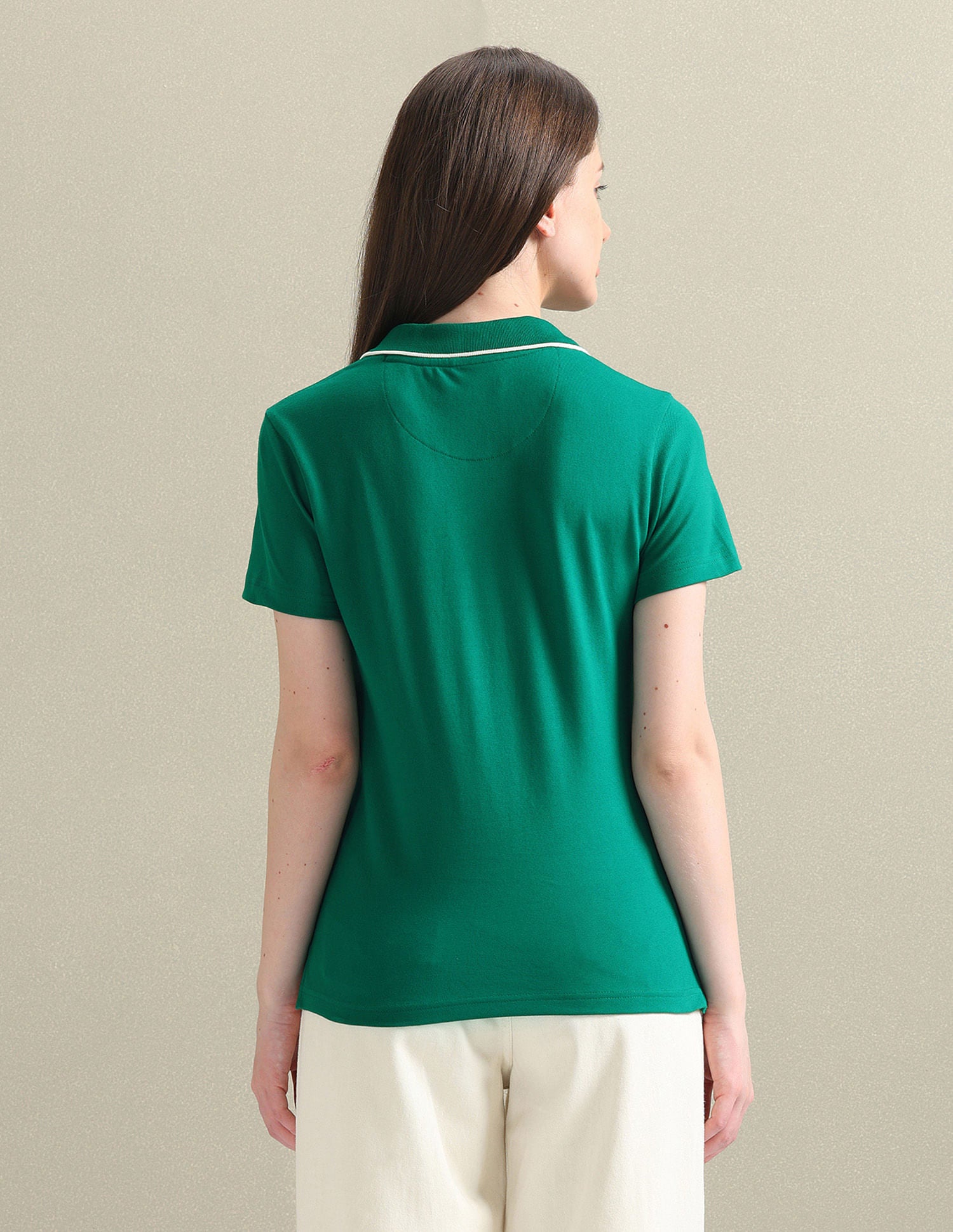 Tipped Collar Pique Polo Shirt Green - U.S. POLO ASSN. | Large