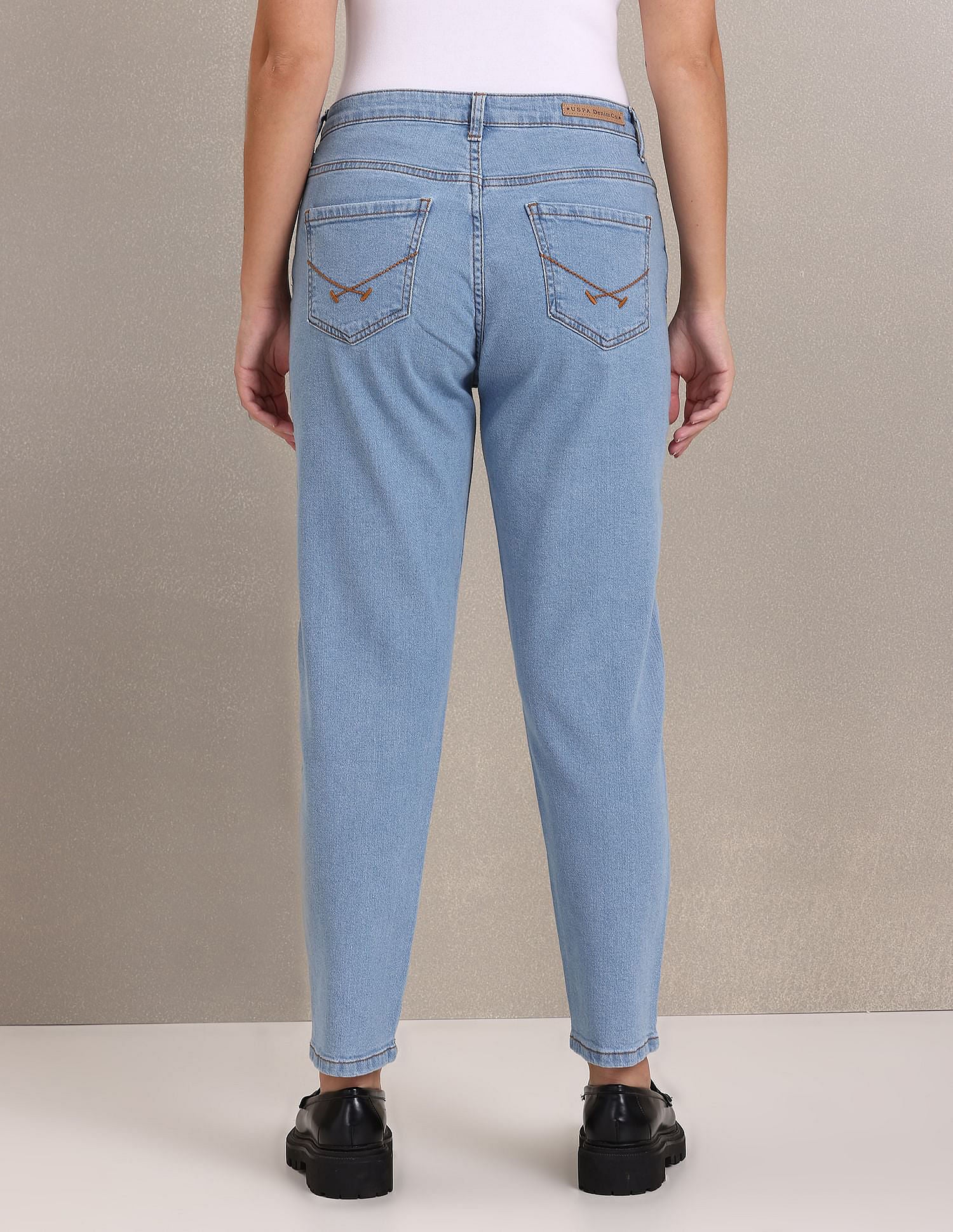 Stone Wash Mom Fit Jeans Light Blue - U.S. Polo Assn. India | Large