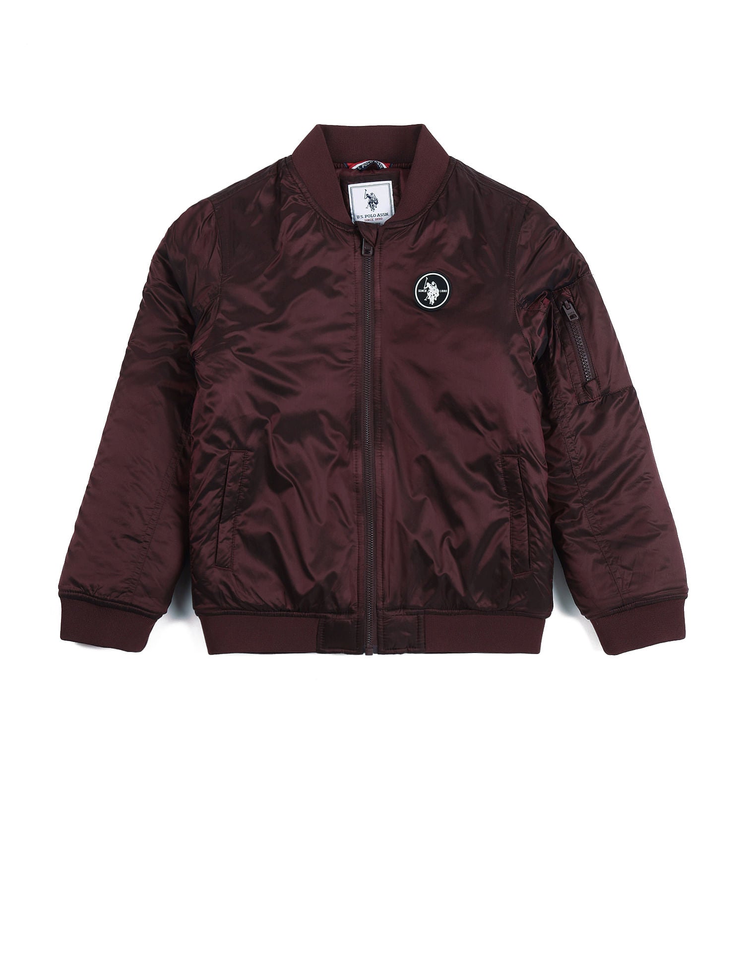 Boys Solid Mock Collar Jacket Burgundy - U.S. POLO ASSN. | Large