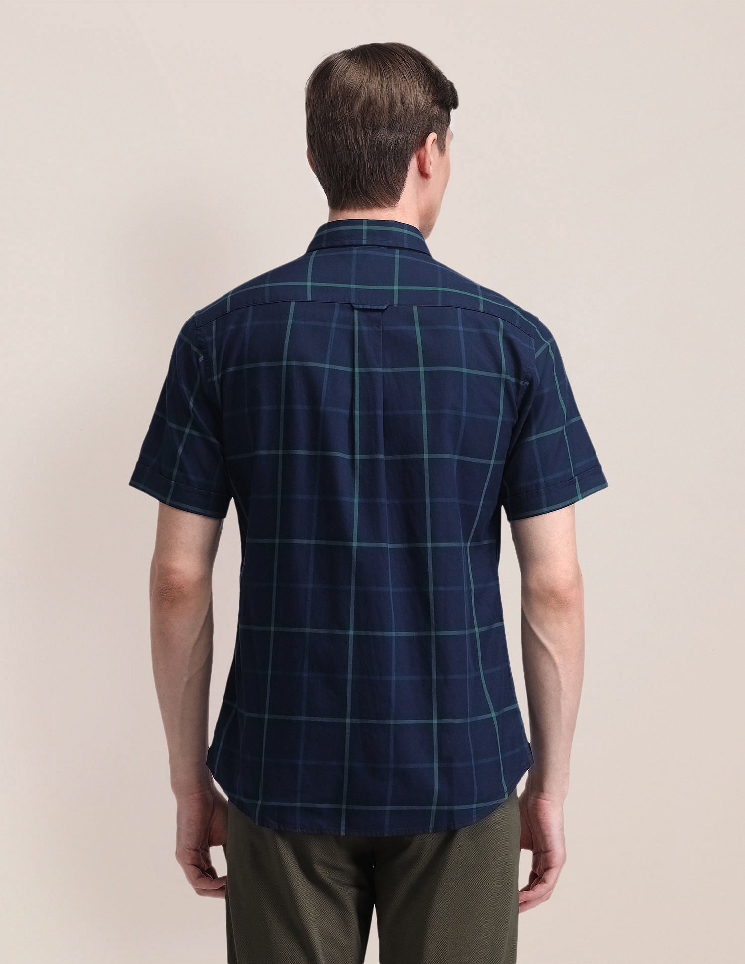 Windowpane Checked Tailored Fit Shirt Navy - U.S. Polo Assn. India | Large