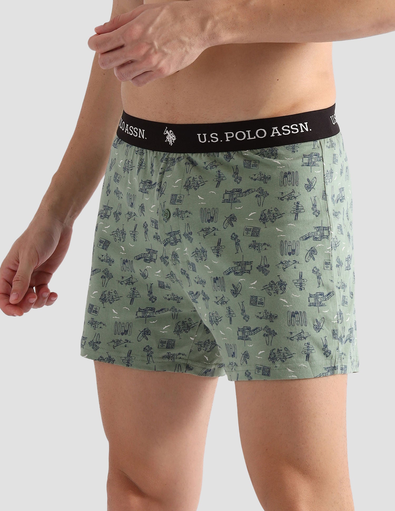 Comfort Regular Fit Solid OEX09 Boxers - Pack of 2 Navy and Green Bay - U.S. POLO ASSN. | Large