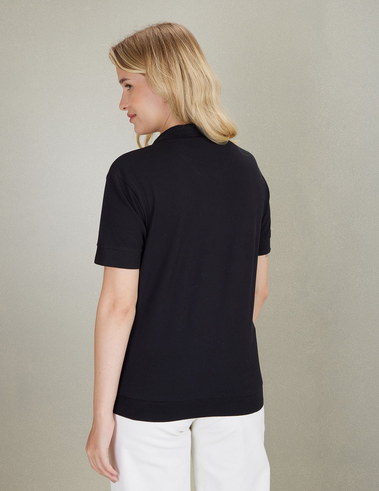 Contrast Logo Crop Polo Shirt Black - U.S. POLO ASSN. | Large