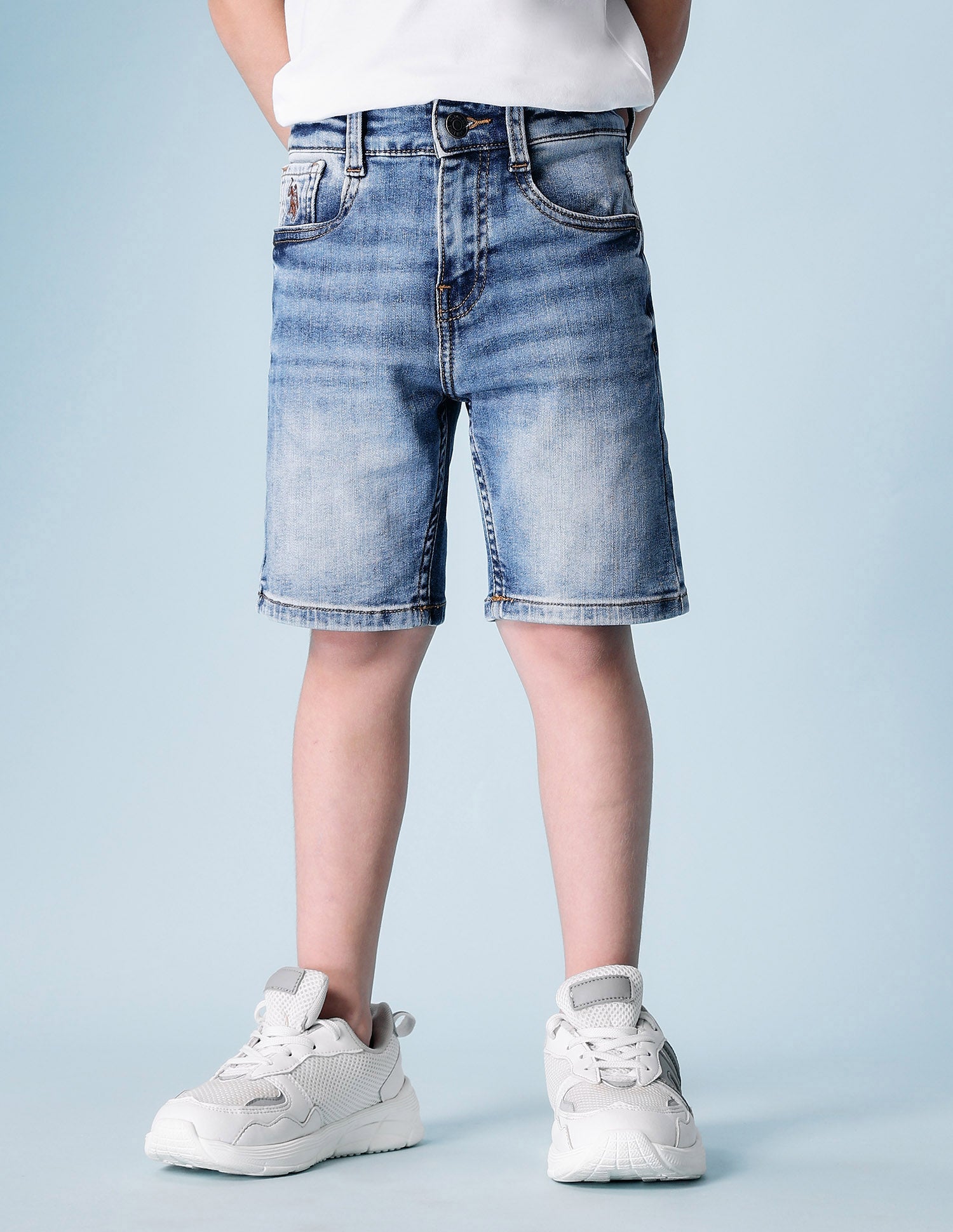 Boys Mid Rise Denim Shorts Light Indigo - U.S. POLO ASSN. | Large