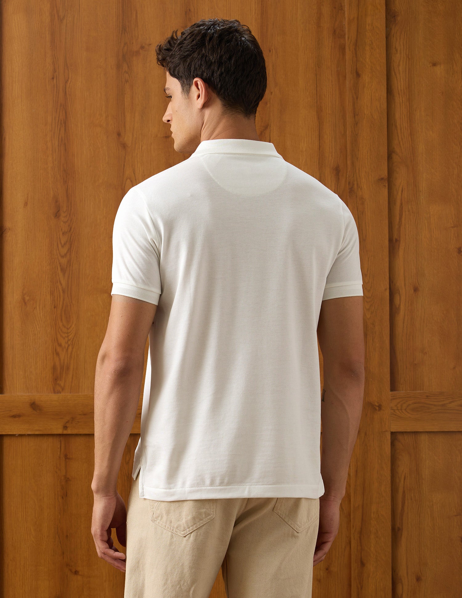 Brand Embroidered Slim Fit Polo Shirt Off White - U.S. Polo Assn. India | Large