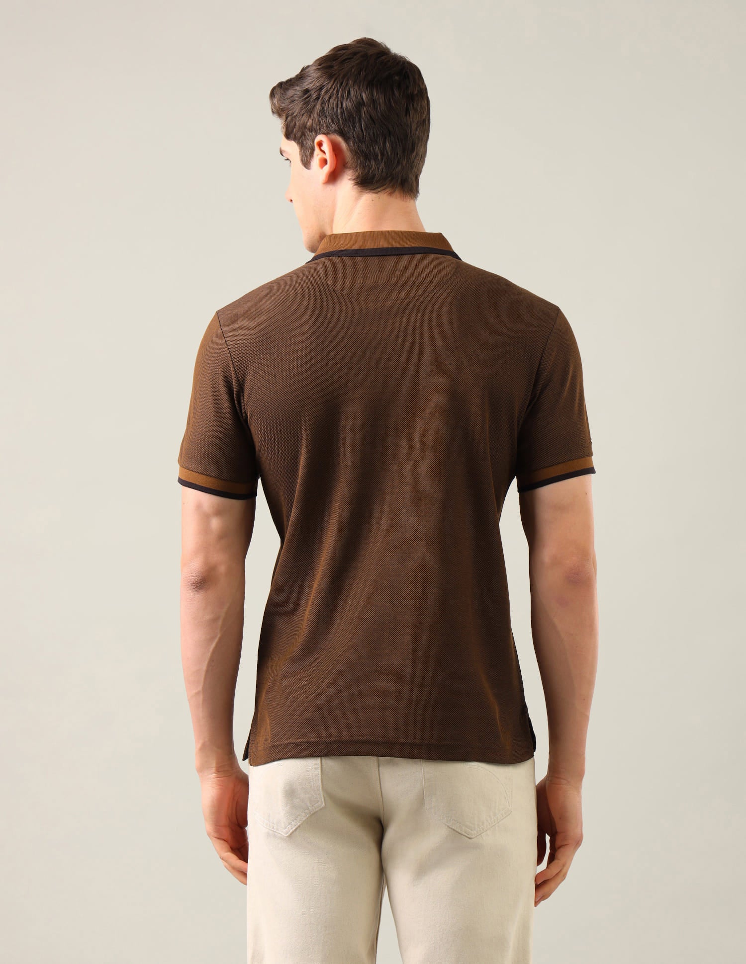 Textured Slim Fit Polo Shirt Brown - U.S. Polo Assn. India | Large