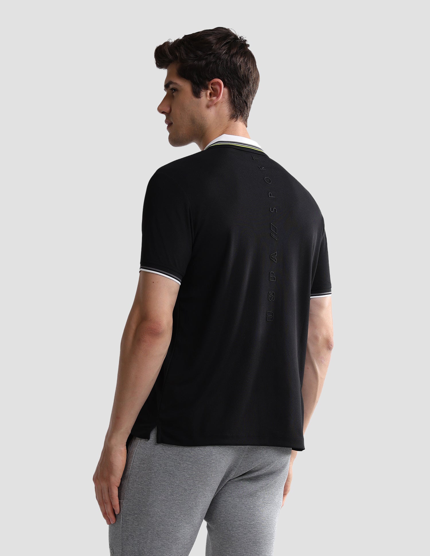 Solid Slim Fit Active Polo Shirt Black - U.S. Polo Assn. India | Large