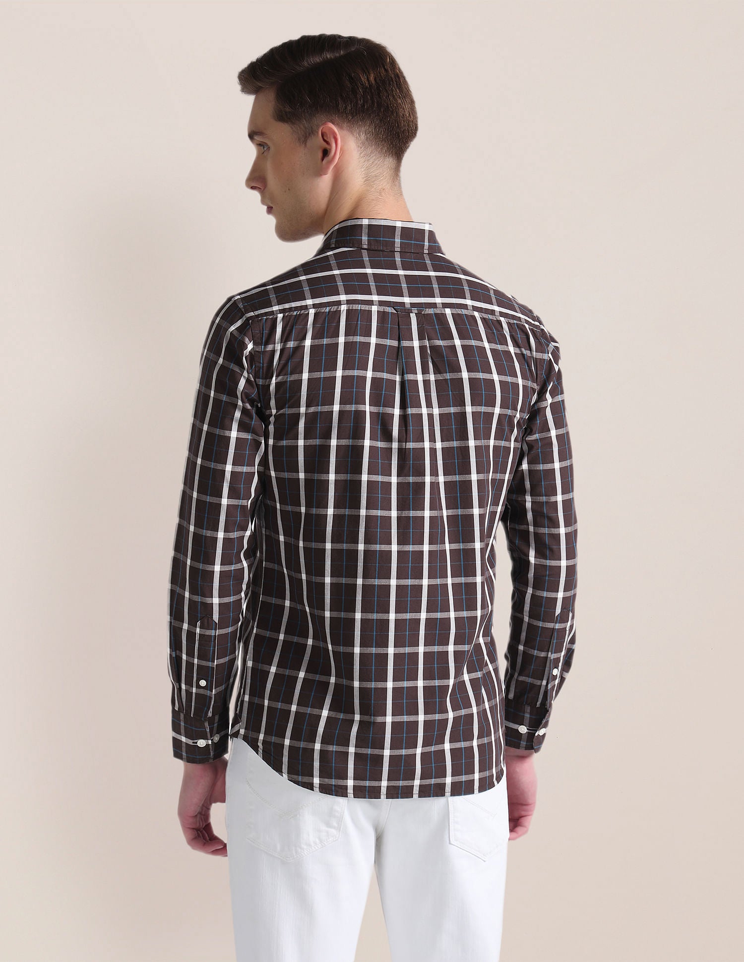 Grid Tattersall Check Cotton Shirt Dark Brown - U.S. Polo Assn. India | Large