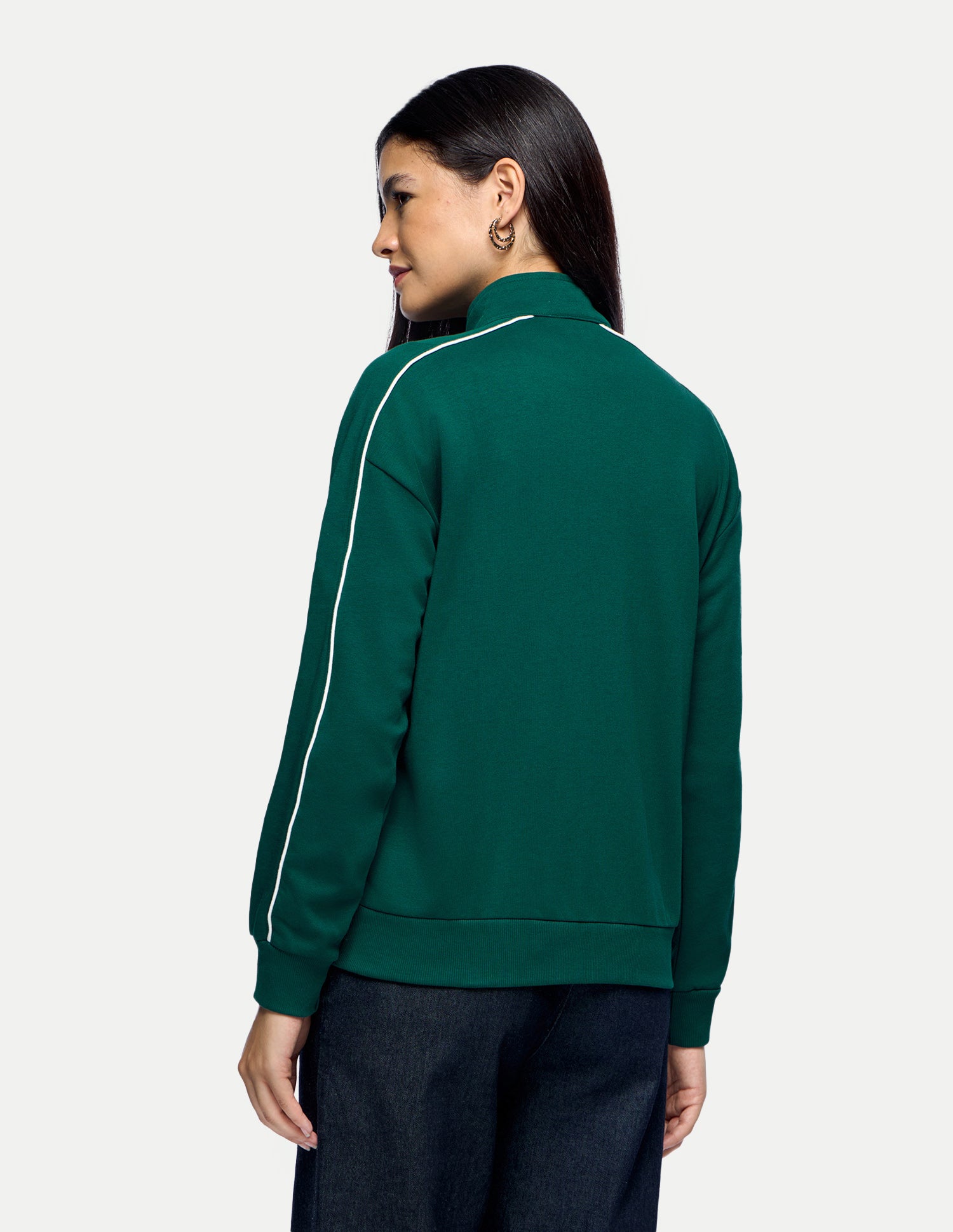 Contrast Piping Zipper Jacket Dark Green - U.S. Polo Assn. India | Large