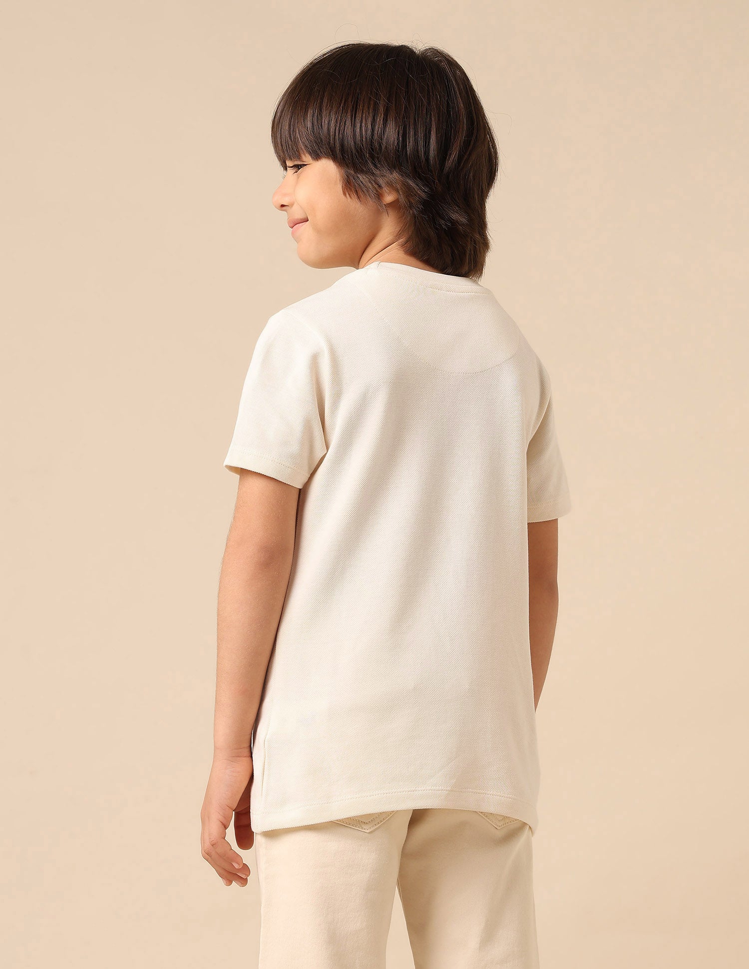 Boys Pure Cotton Brand Embossed T Shirt Off White - U.S. POLO ASSN. | Large