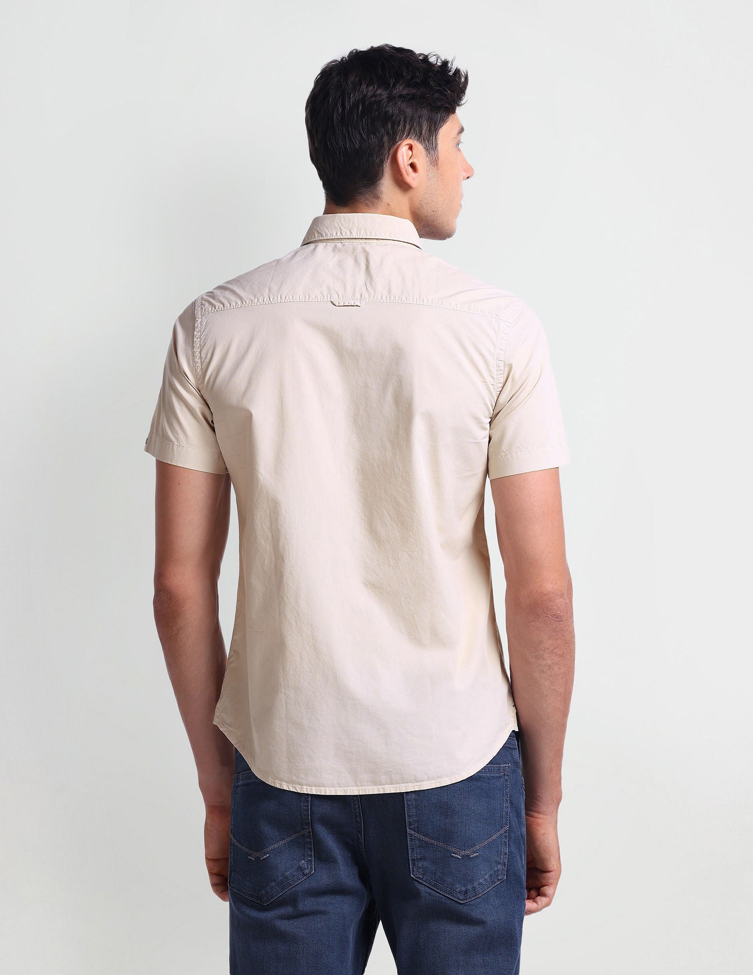 Short Sleeve Cotton Shirt Beige - U.S. Polo Assn. India | Large