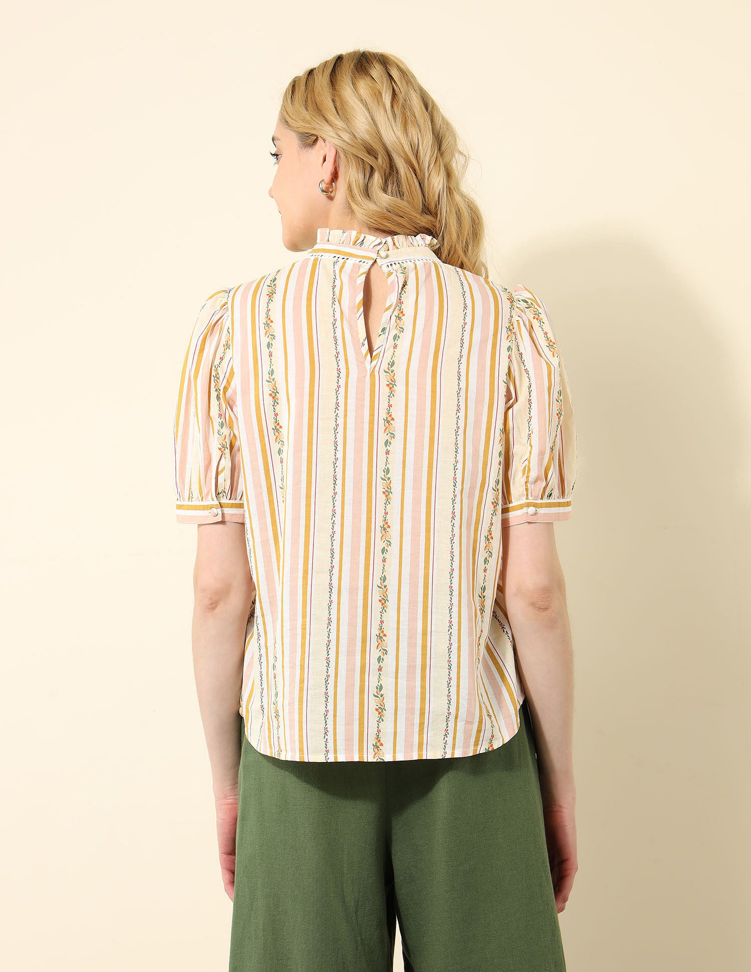 Ruffle Neck Striped Top Multi-colour - U.S. Polo Assn. India | Large