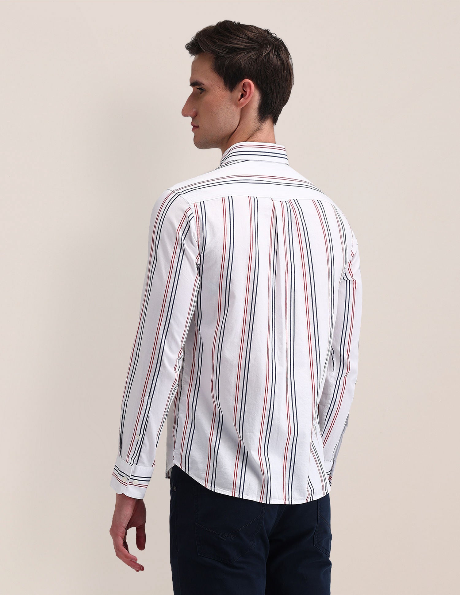 Tailored Fit Cotton Striped Shirt White - U.S. Polo Assn. India | Large