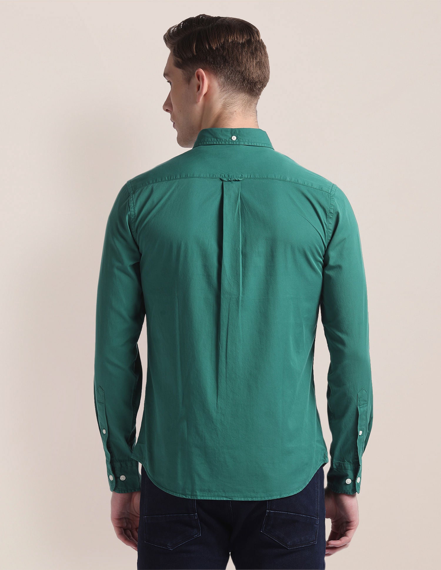 Button Down Collar Dyed Shirt Dark Green - U.S. Polo Assn. India | Large