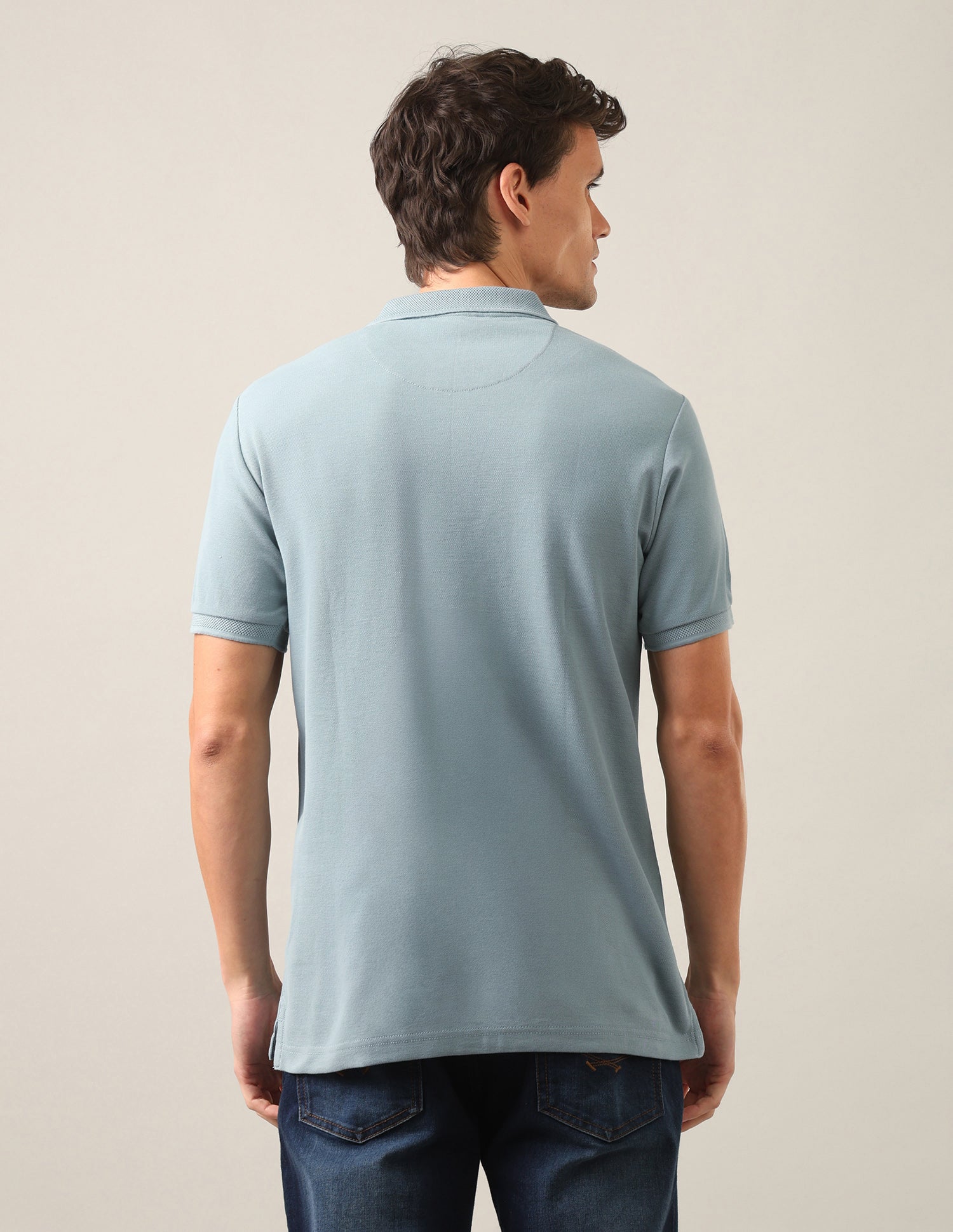 Solid Slim Fit Polo Shirt Aqua - U.S. Polo Assn. India | Large